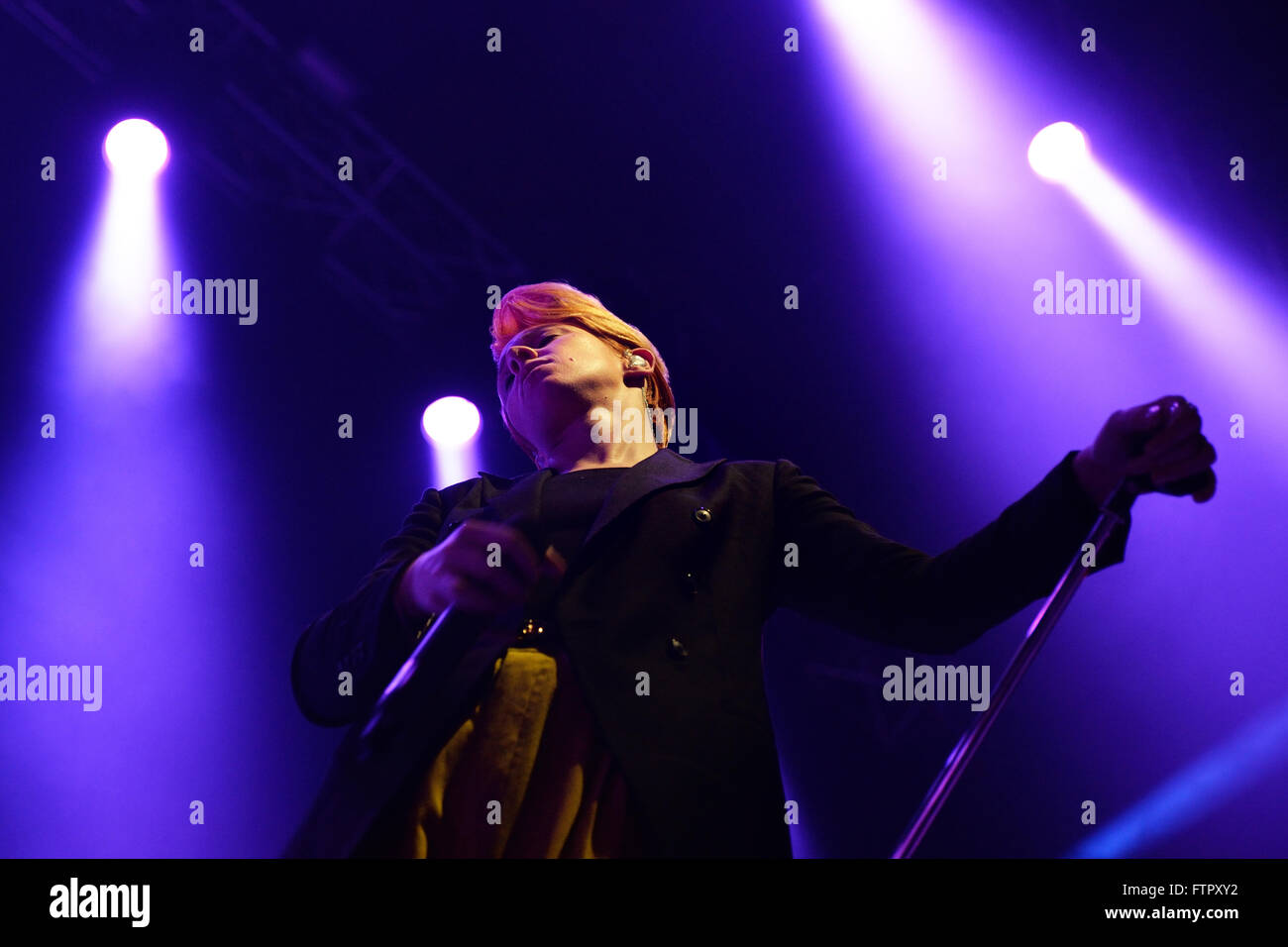 BILBAO, SPAIN - NOV 01: La Roux (band) live music show at Bime Festival on November 01, 2014 in Bilbao, Spain. Stock Photo