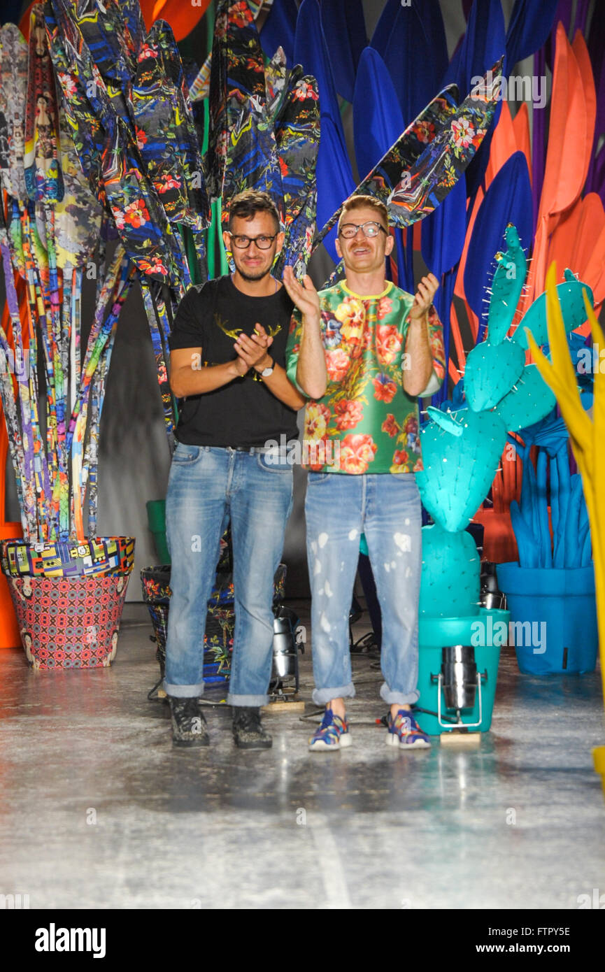 MILAN, ITALY SEPTEMBER 26 Designers Fabio Sasso and Juan Caro walk