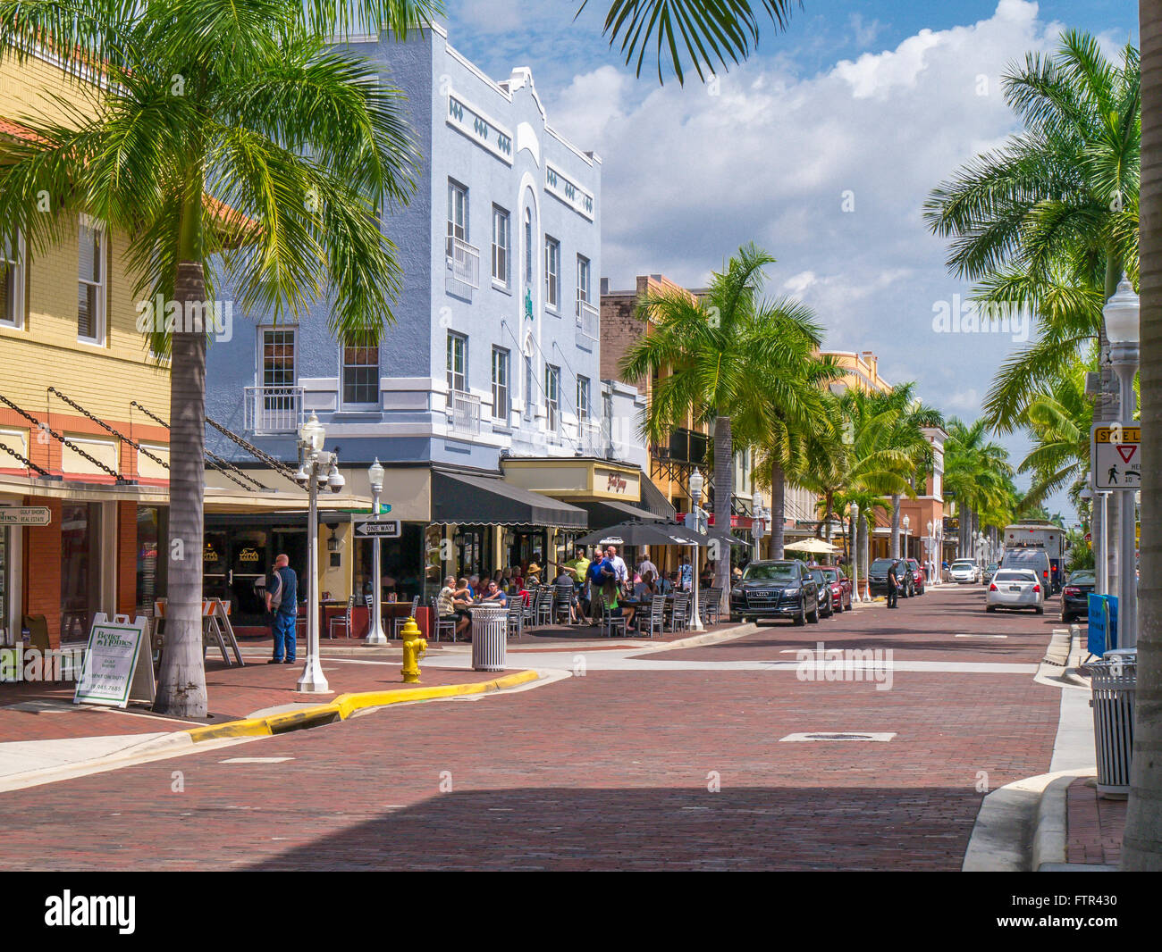 First Street in downtown Fort Myers on the Gulf Coast of Florida Stock 