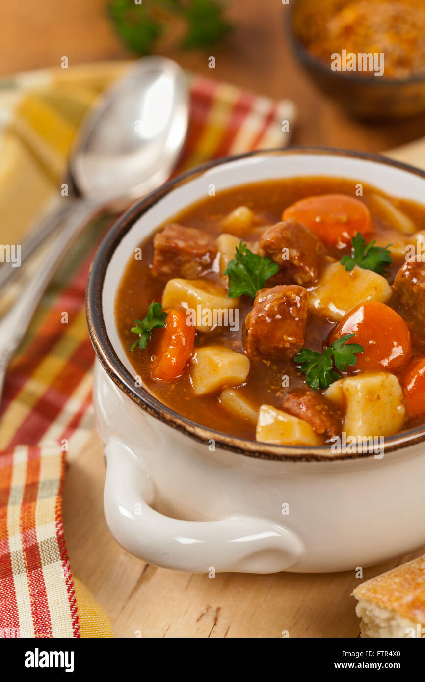 Beef Stew with Potatoes and Carrots Stock Photo Alamy