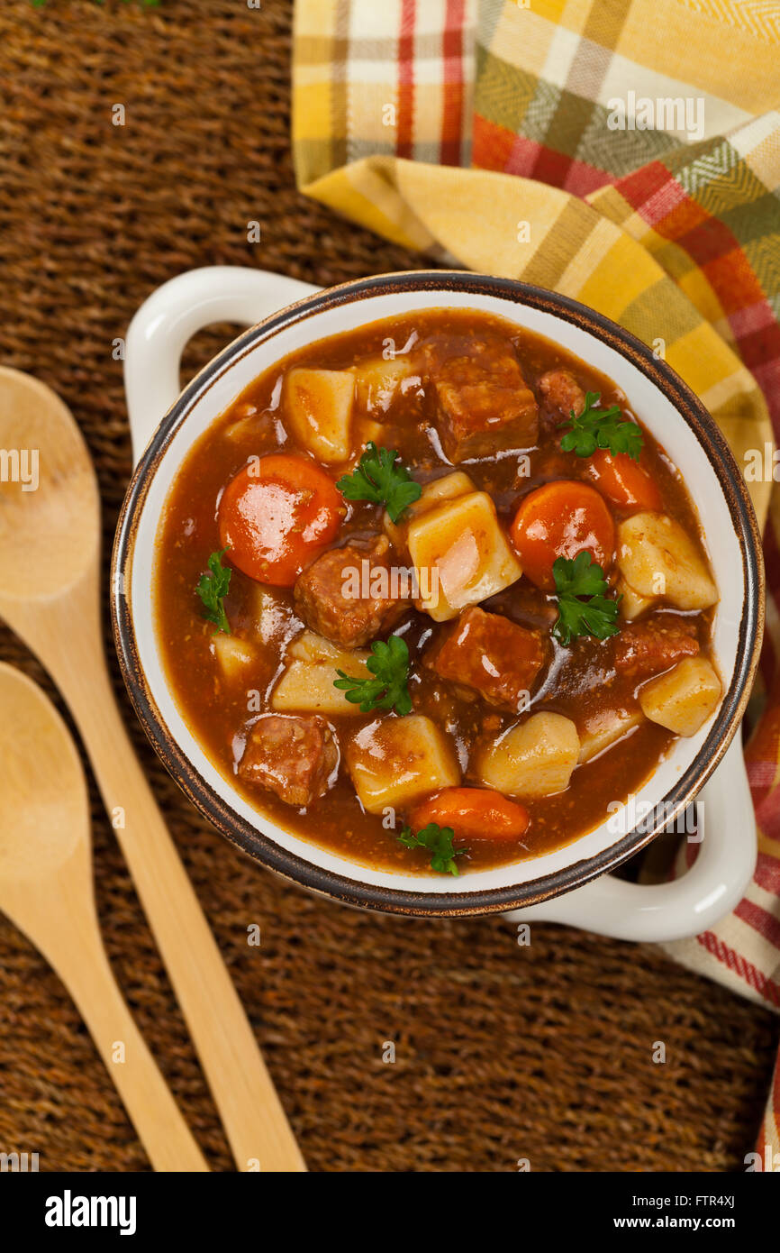Homemade Slow Cooker Beef Stew Stock Photo Alamy