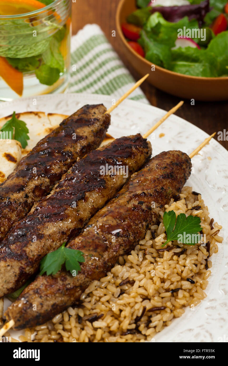 Grilled Ground Lamb Kebabs Stock Photo Alamy
