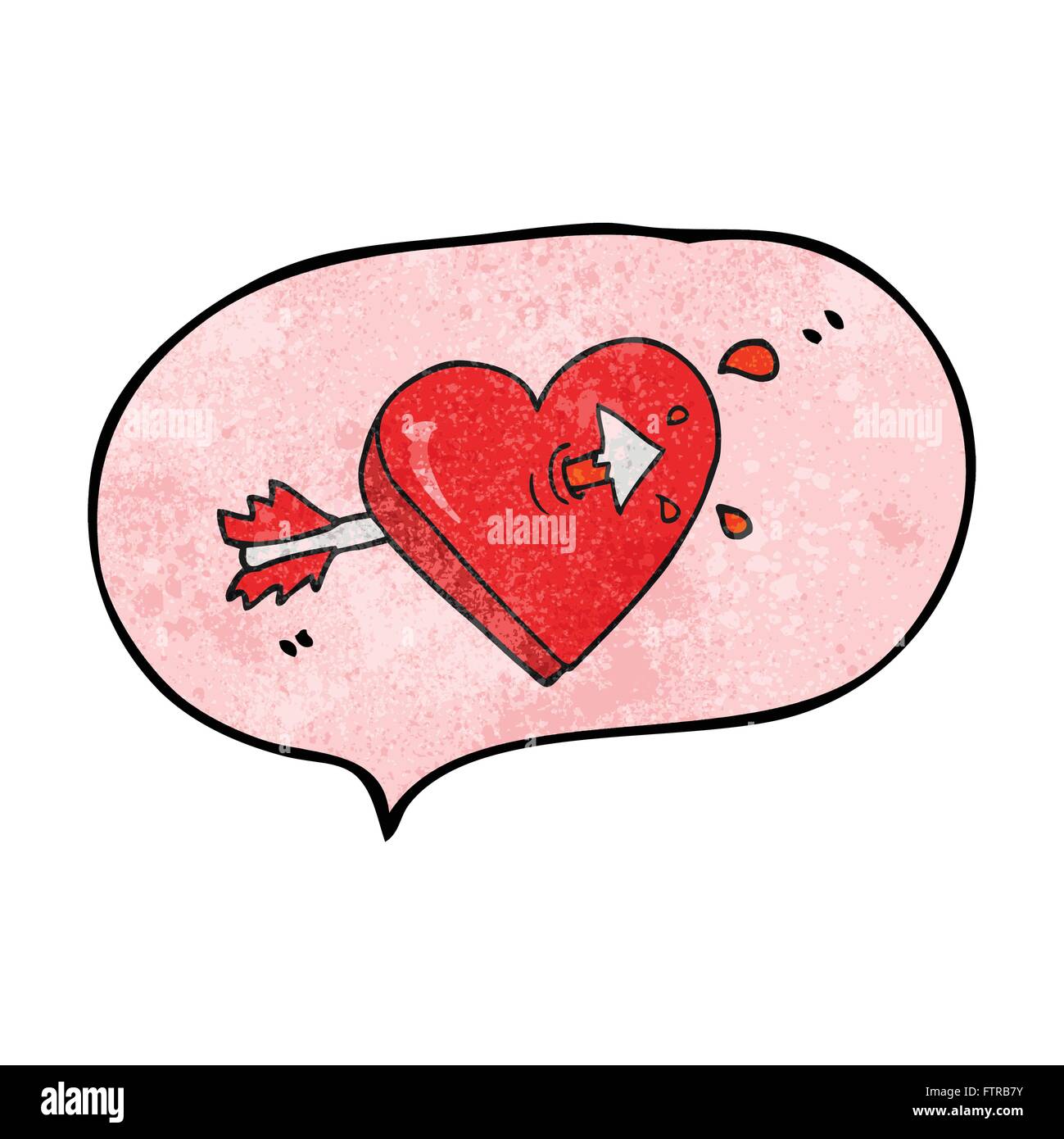 freehand speech bubble textured cartoon arrow through heart freehand ...
