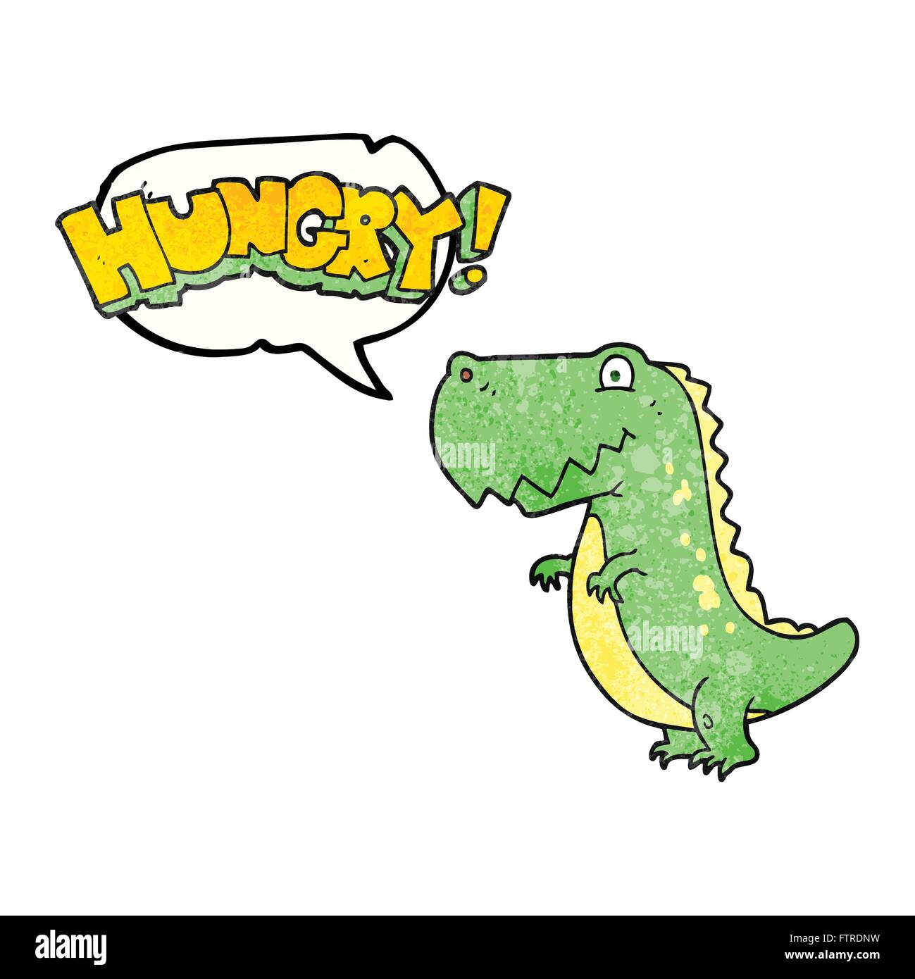 freehand speech bubble textured cartoon hungry dinosaur Stock Vector