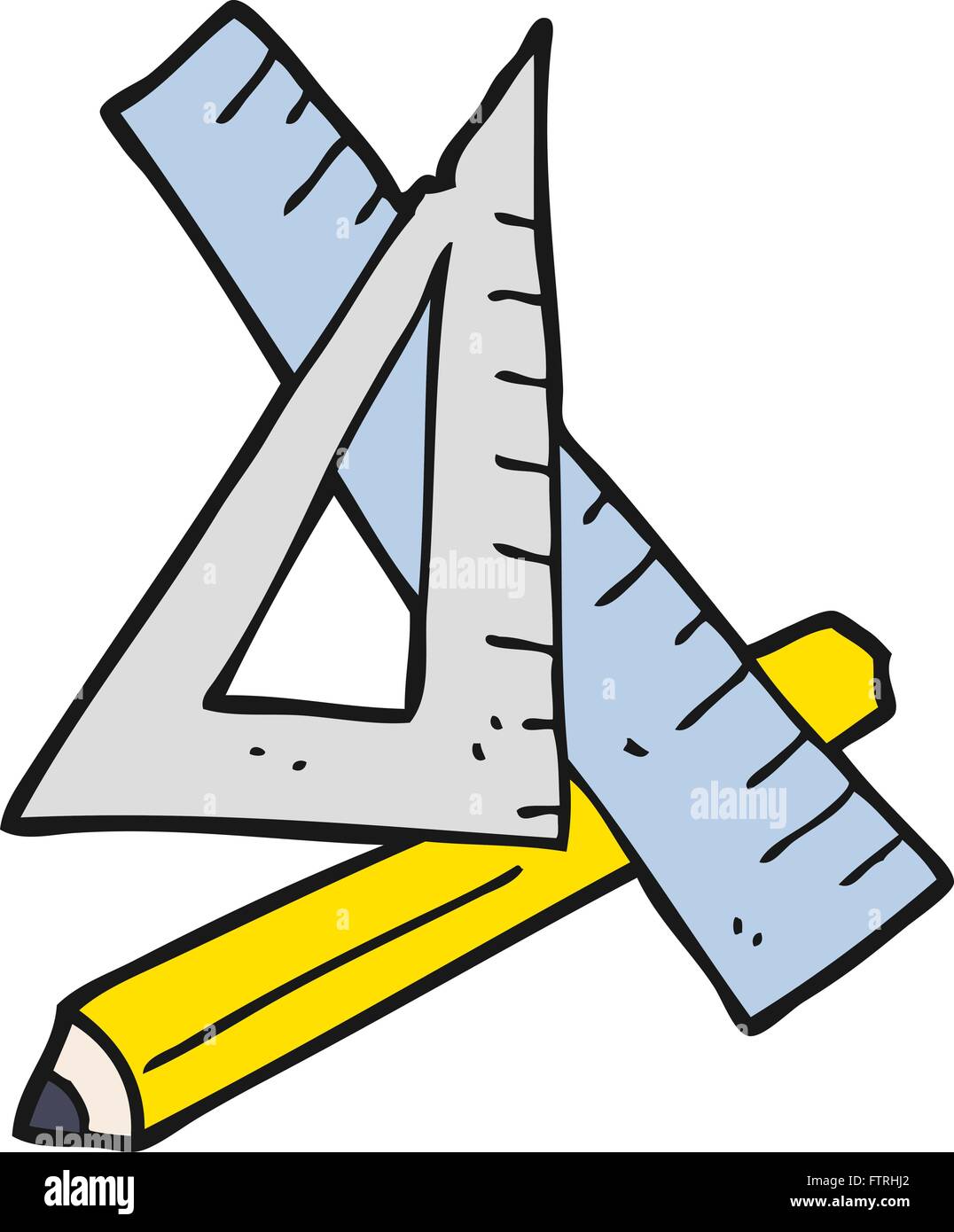 freehand drawn cartoon pencil and ruler Stock Vector Image & Art - Alamy