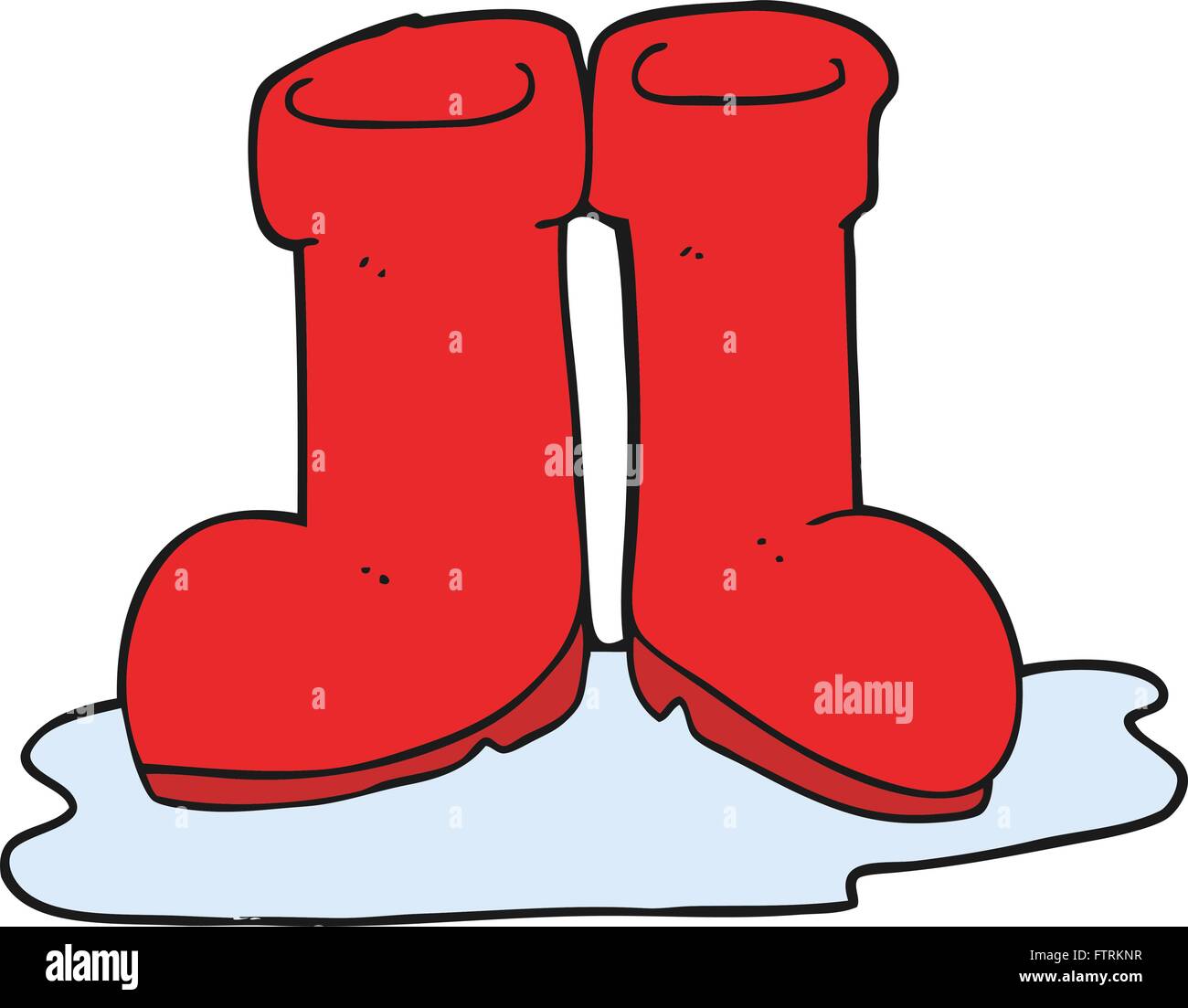 freehand drawn cartoon wellington boots in puddle Stock Vector Image
