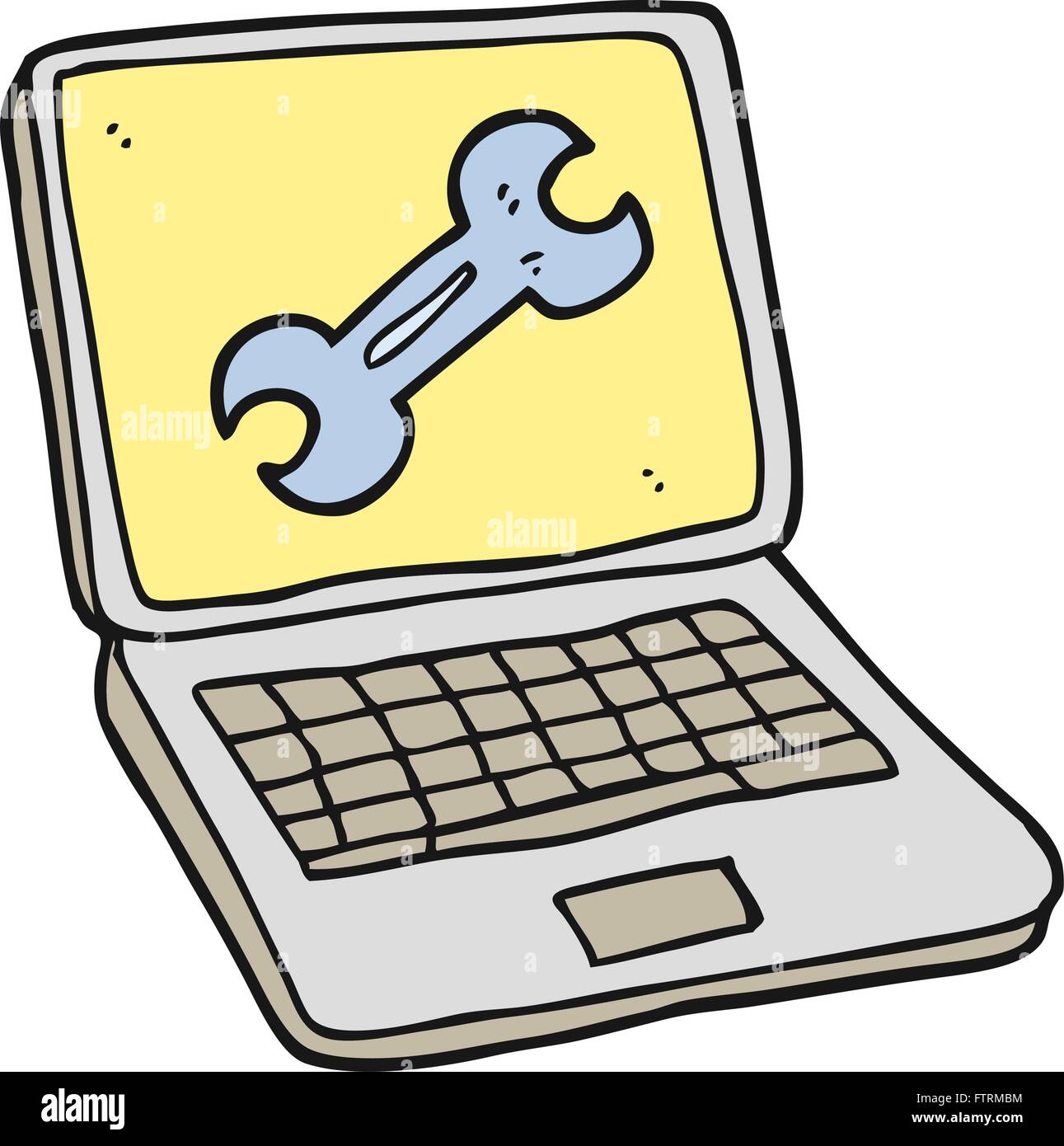 freehand drawn cartoon laptop computer with fix screen Stock Vector ...