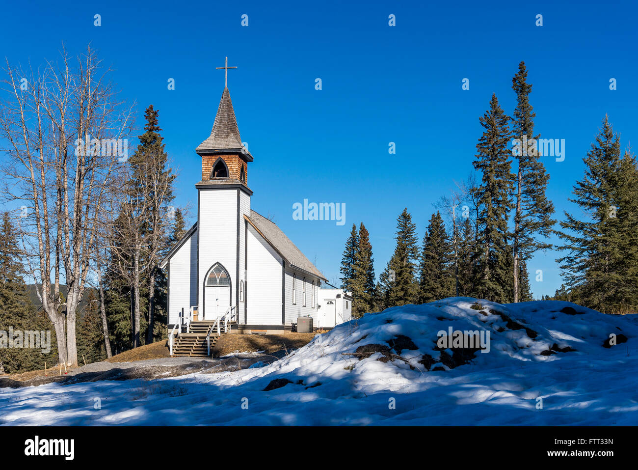 Nordegg Community Church, the hamlet of Nordeg, Alberta, Canada Stock Photo