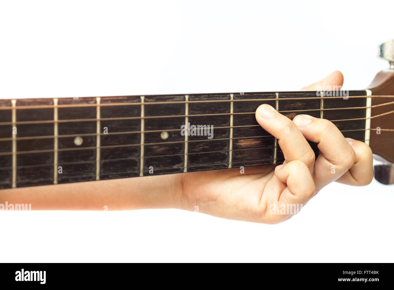 Woman's hands playing acoustic guitar, stock photo Stock Photo