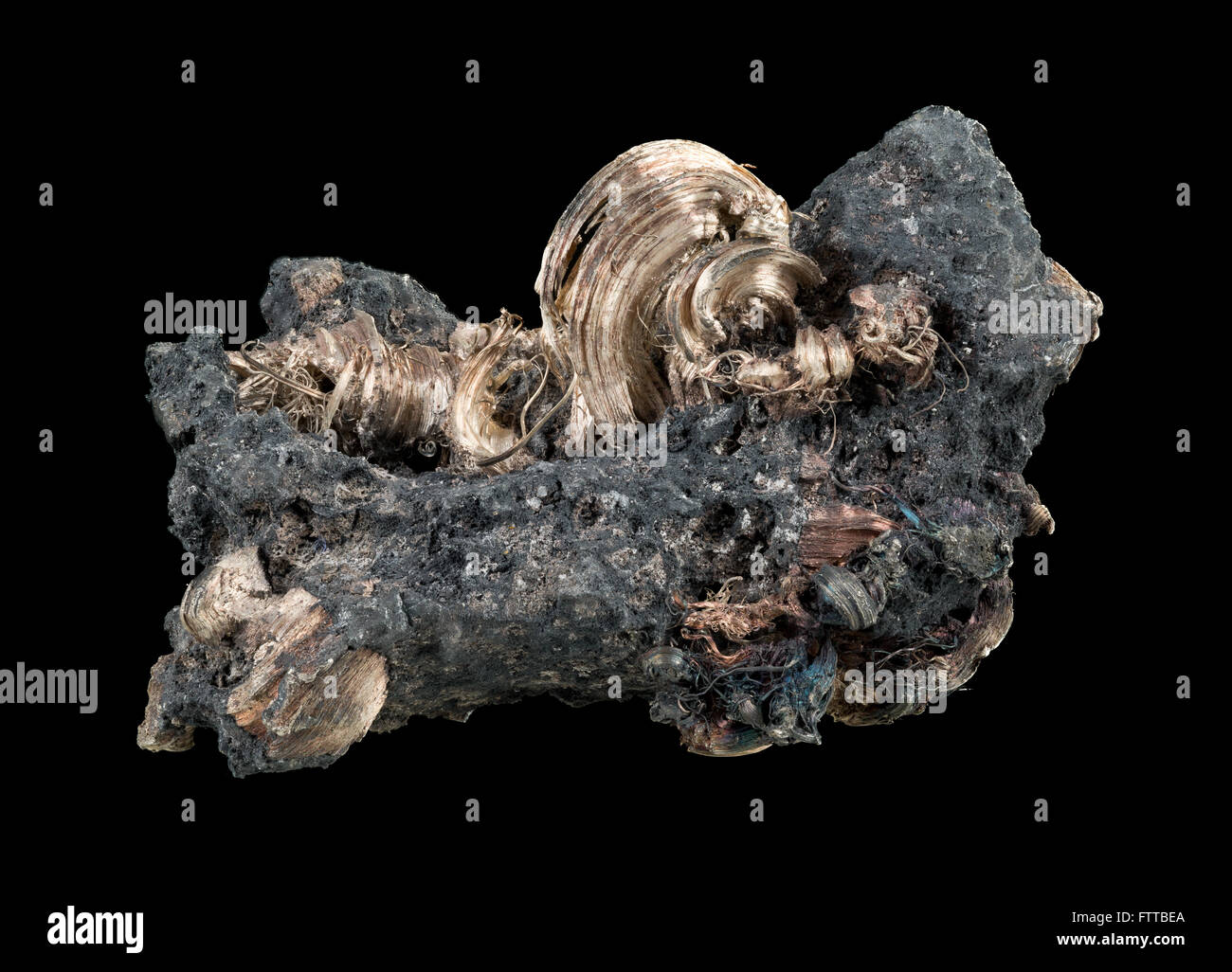 Native silver (Ag) specimen isolated on black background - China Stock Photo