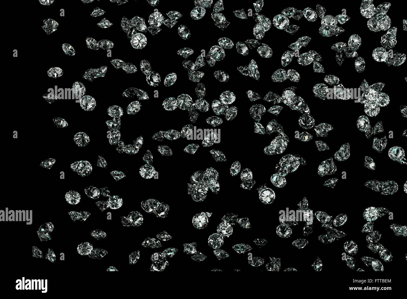 Diamonds on black background with space for your text. 3D rendering ...
