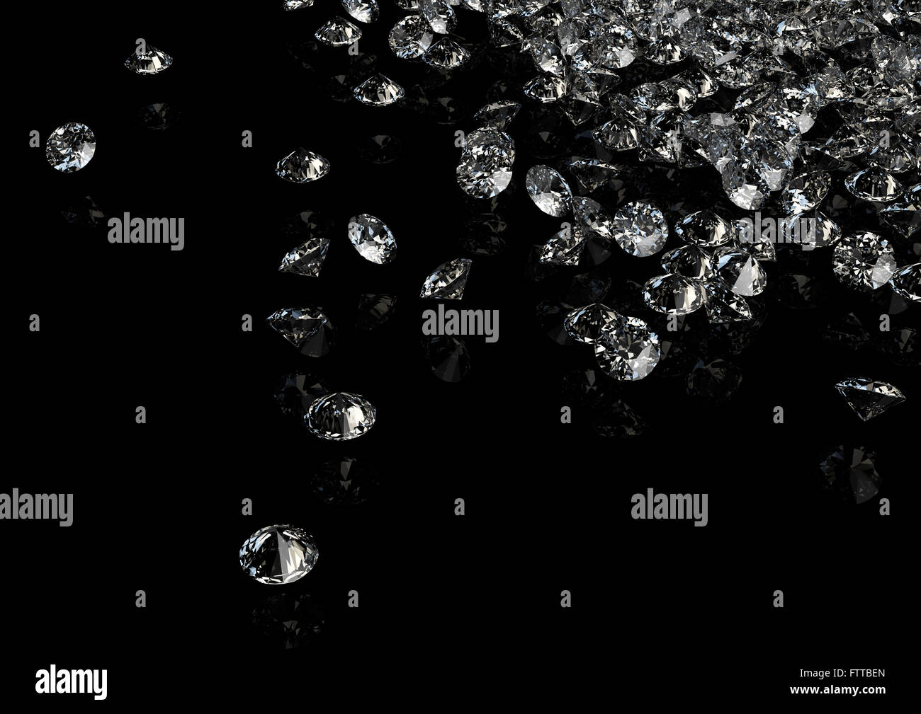 Diamonds on black background with space for your text. 3D rendering ...