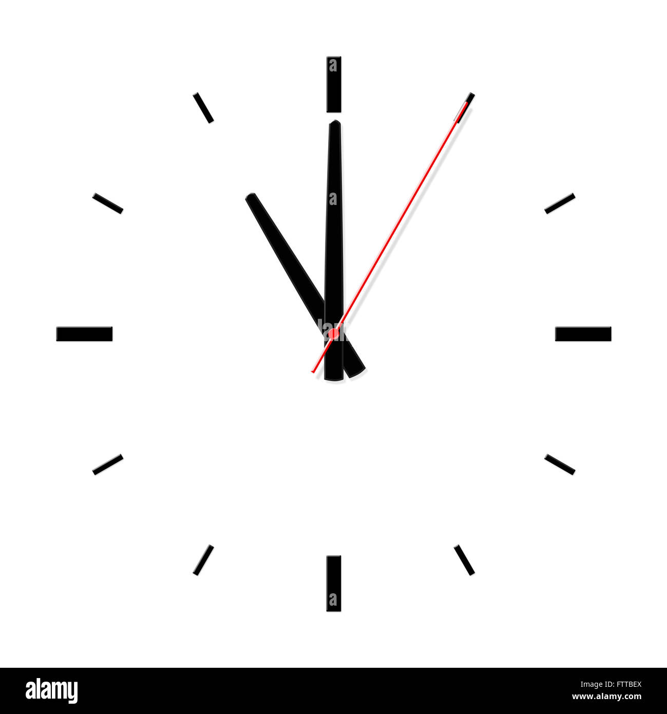 Clock without numbers with shadows isolated on white background Stock