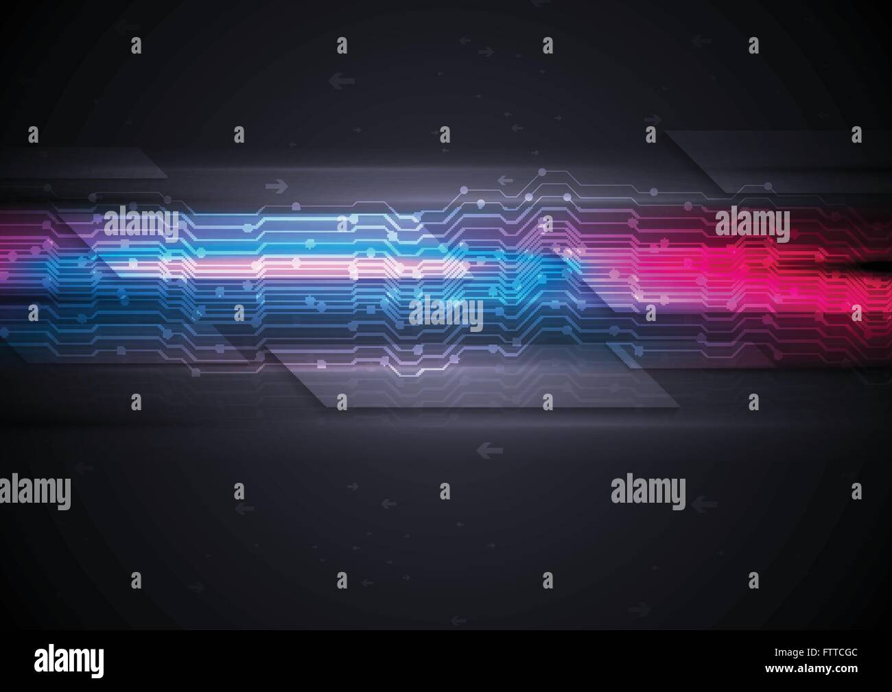 Dark glowing futuristic circuit board tech background. Vector graphic ...