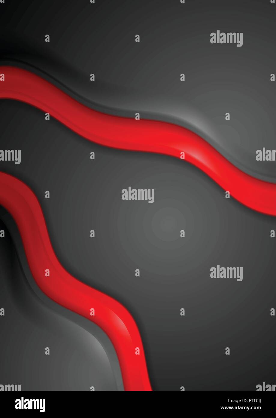 Smooth red and black waves corporate background. Vector design Stock