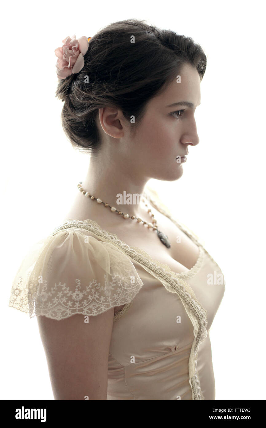 Young historical brunette woman Stock Photo