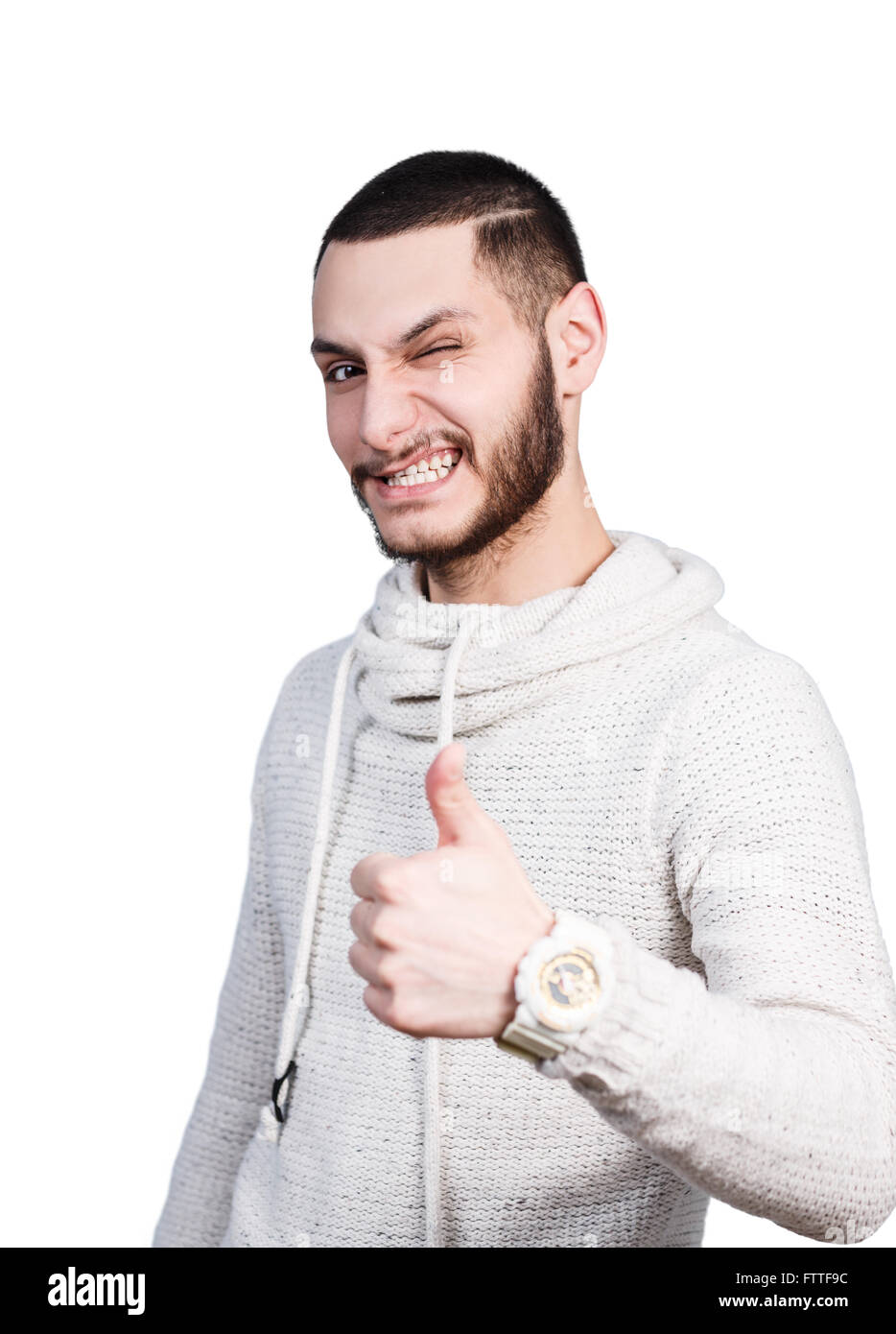 Young handsome man  with thumbs up Stock Photo