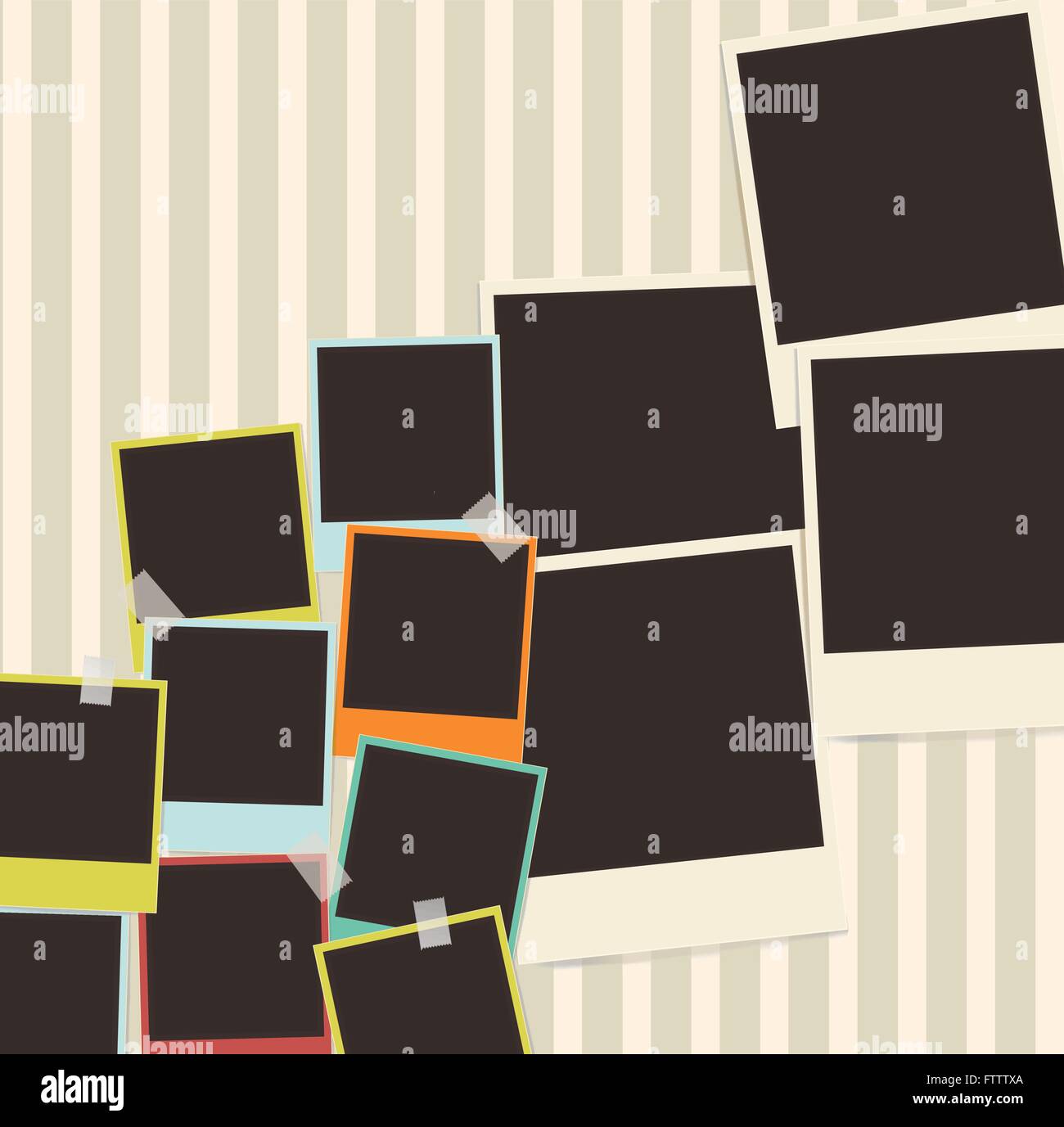 retro photo composition with adhesive tape. photo album design template