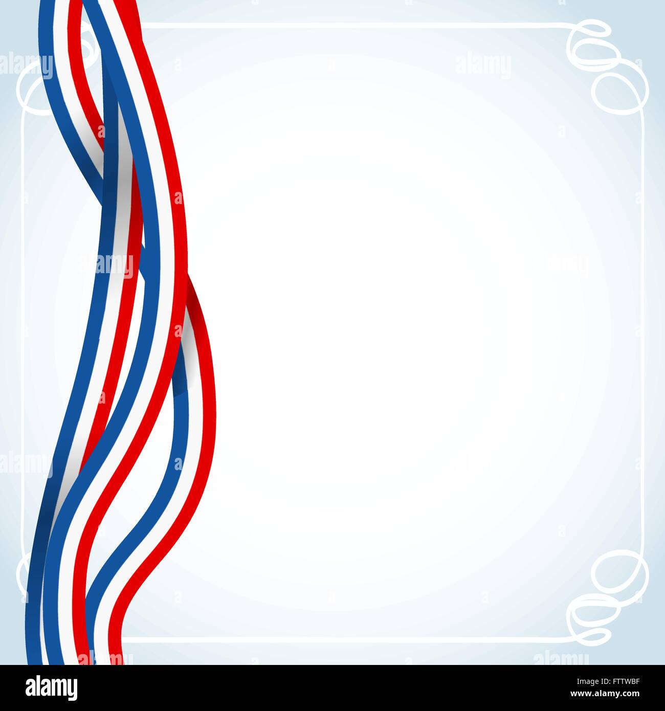 French ribbons flag abstract background with white frame. vector illustration Stock Vector