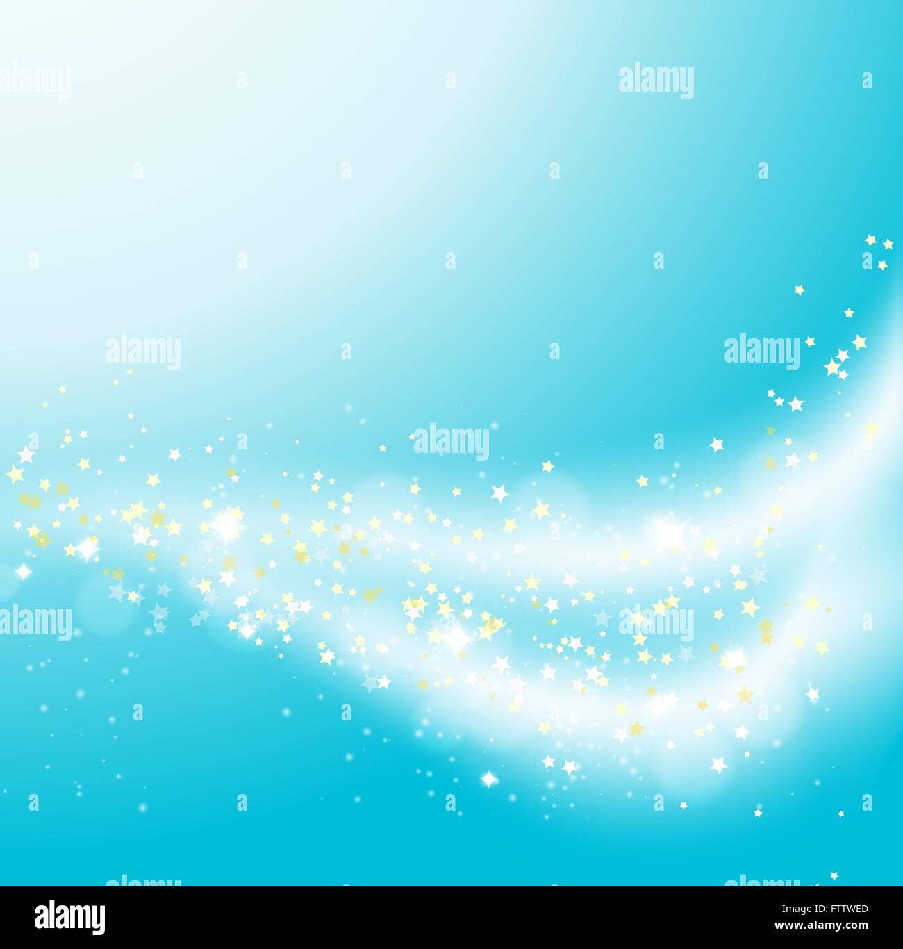flowing stars abstract background. aqua blue background with glittering particles flowing in waves. vector illustration Stock Vector