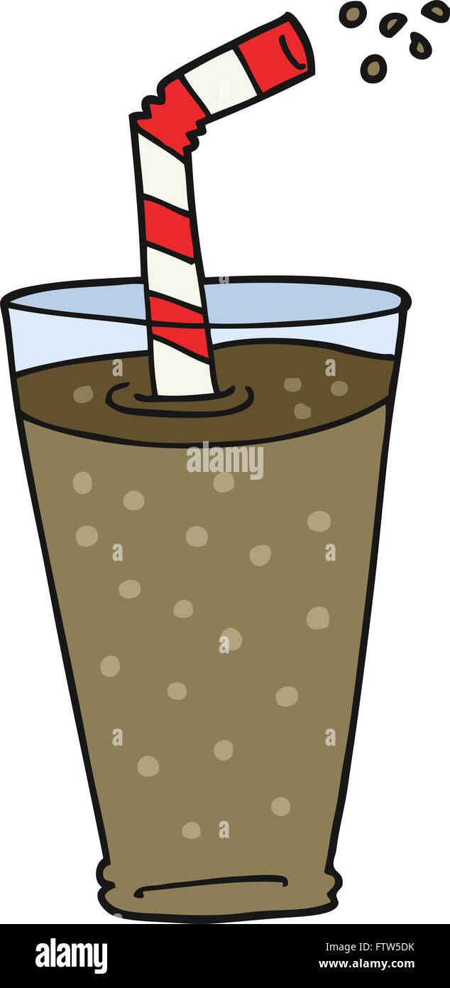 freehand drawn cartoon fizzy drink in glass Stock Vector