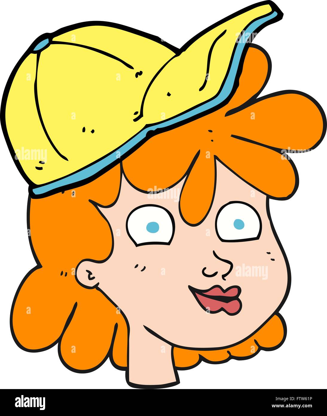 freehand drawn cartoon woman wearing cap Stock Vector Image & Art Alamy