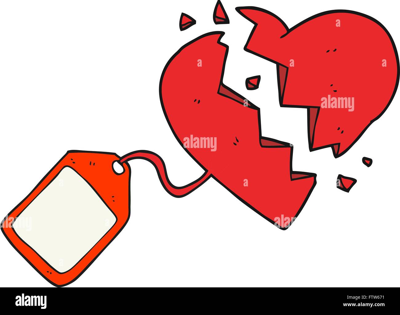 freehand drawn cartoon luggage tag on broken heart Stock Vector Image ...