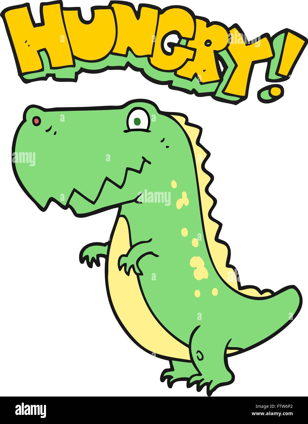 freehand drawn cartoon hungry dinosaur Stock Vector