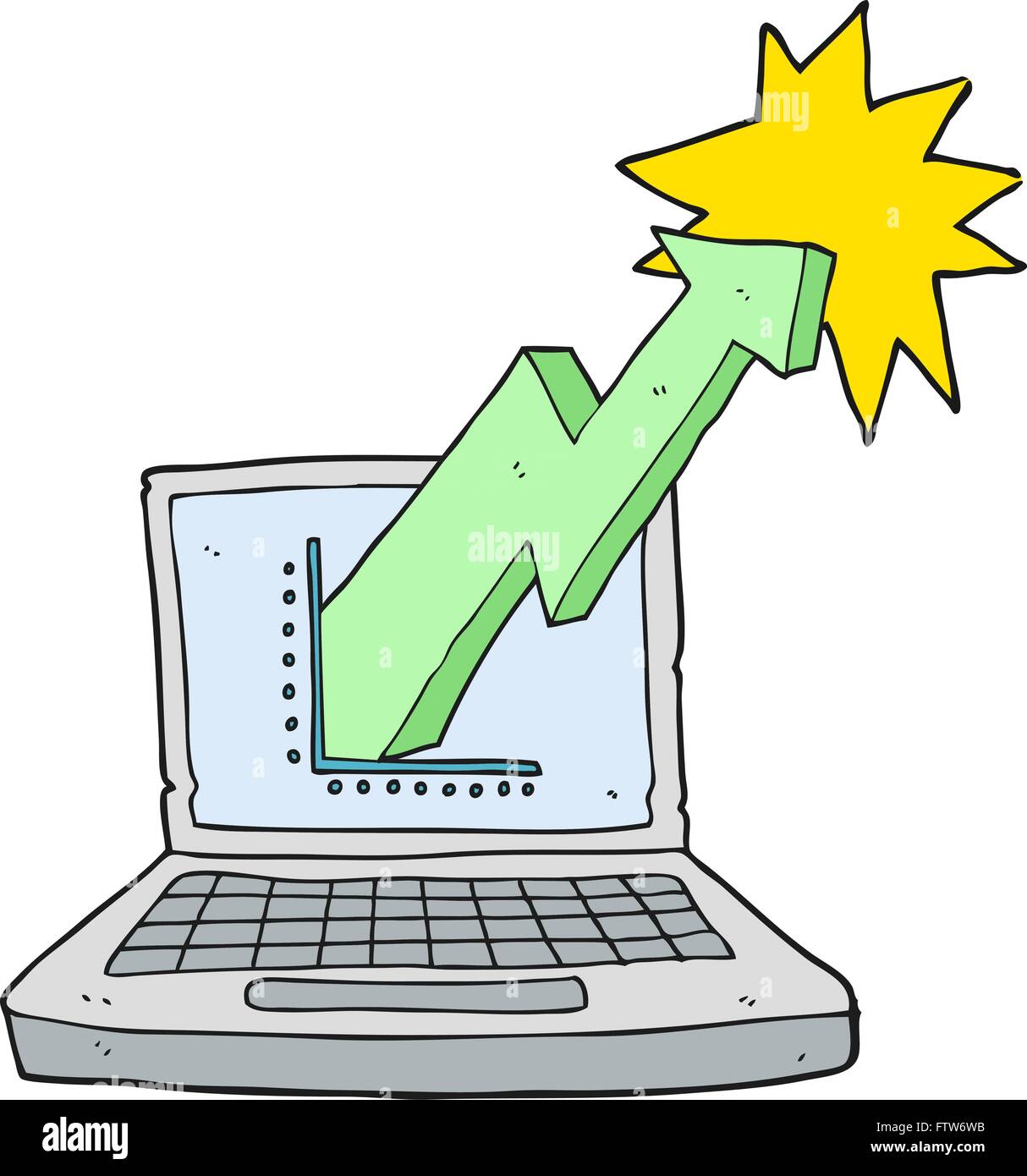 freehand drawn cartoon laptop computer with business graph Stock Vector ...