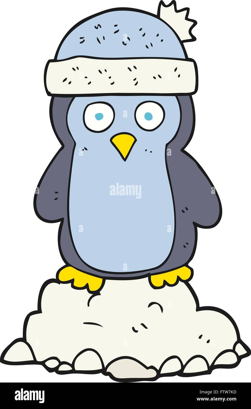 freehand drawn cartoon penguin wearing hat Stock Vector Image &amp; Art - Alamy