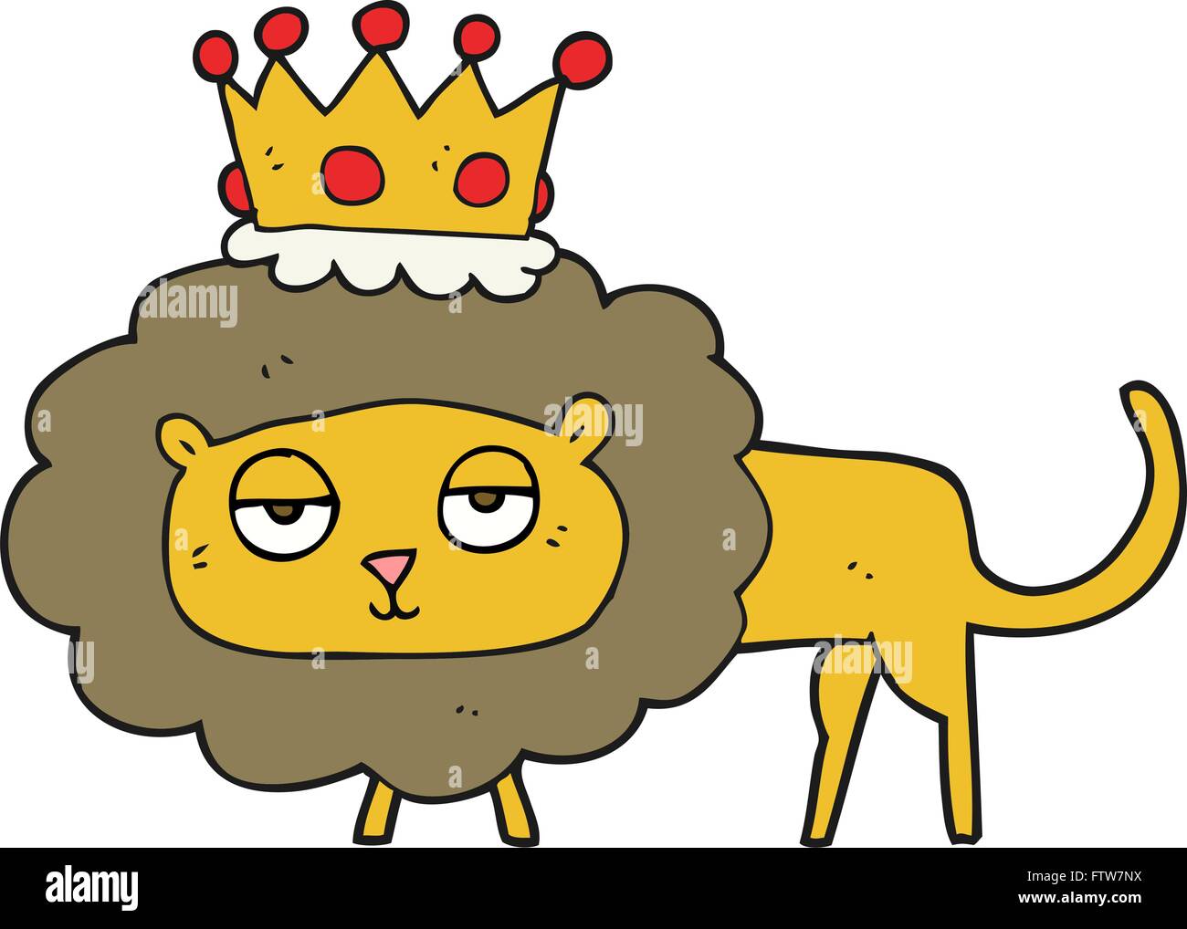 freehand drawn cartoon lion with crown Stock Vector Image & Art - Alamy
