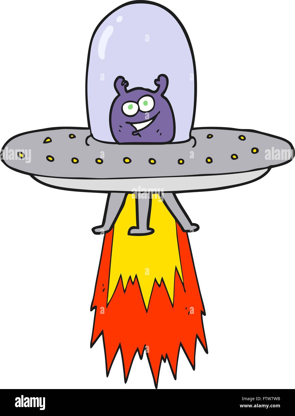 freehand drawn cartoon space alien Stock Vector Image & Art - Alamy