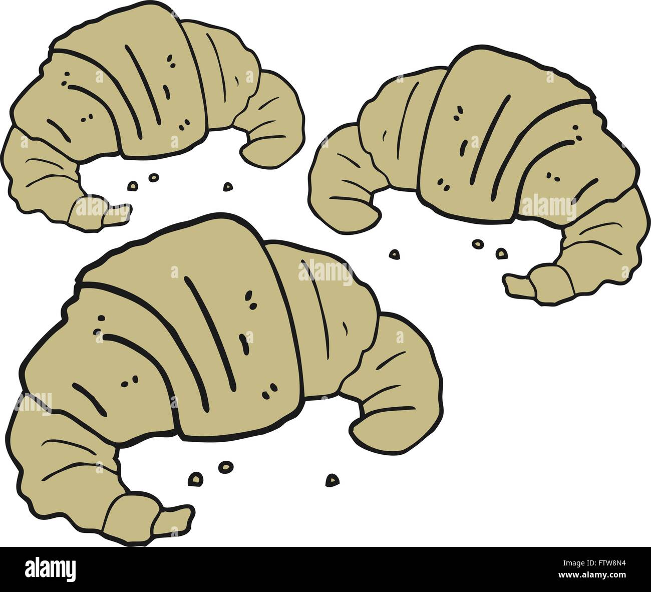 freehand drawn cartoon croissants Stock Vector