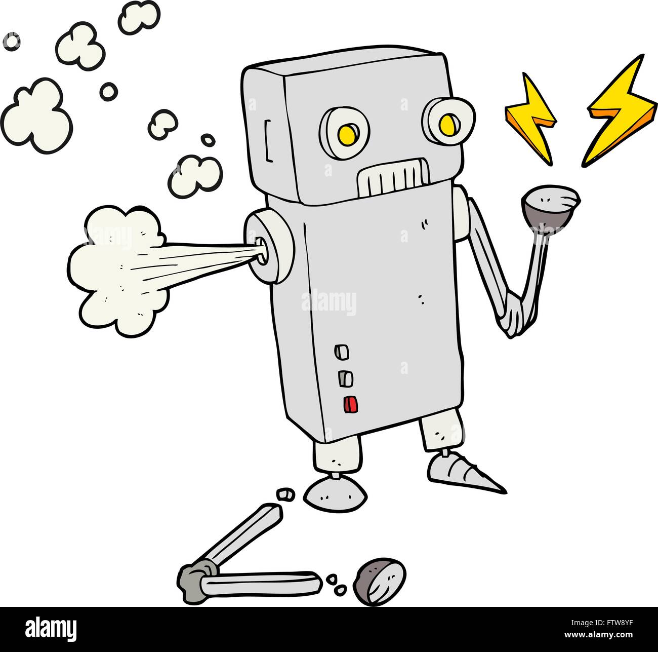 freehand drawn cartoon broken robot Stock Vector Image & Art - Alamy