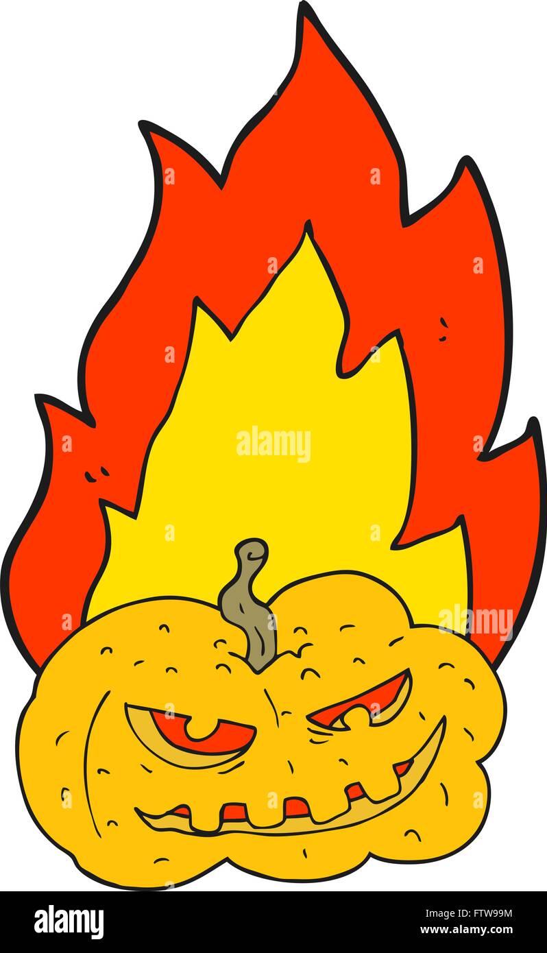 freehand drawn cartoon flaming halloween pumpkin Stock Vector Image ...