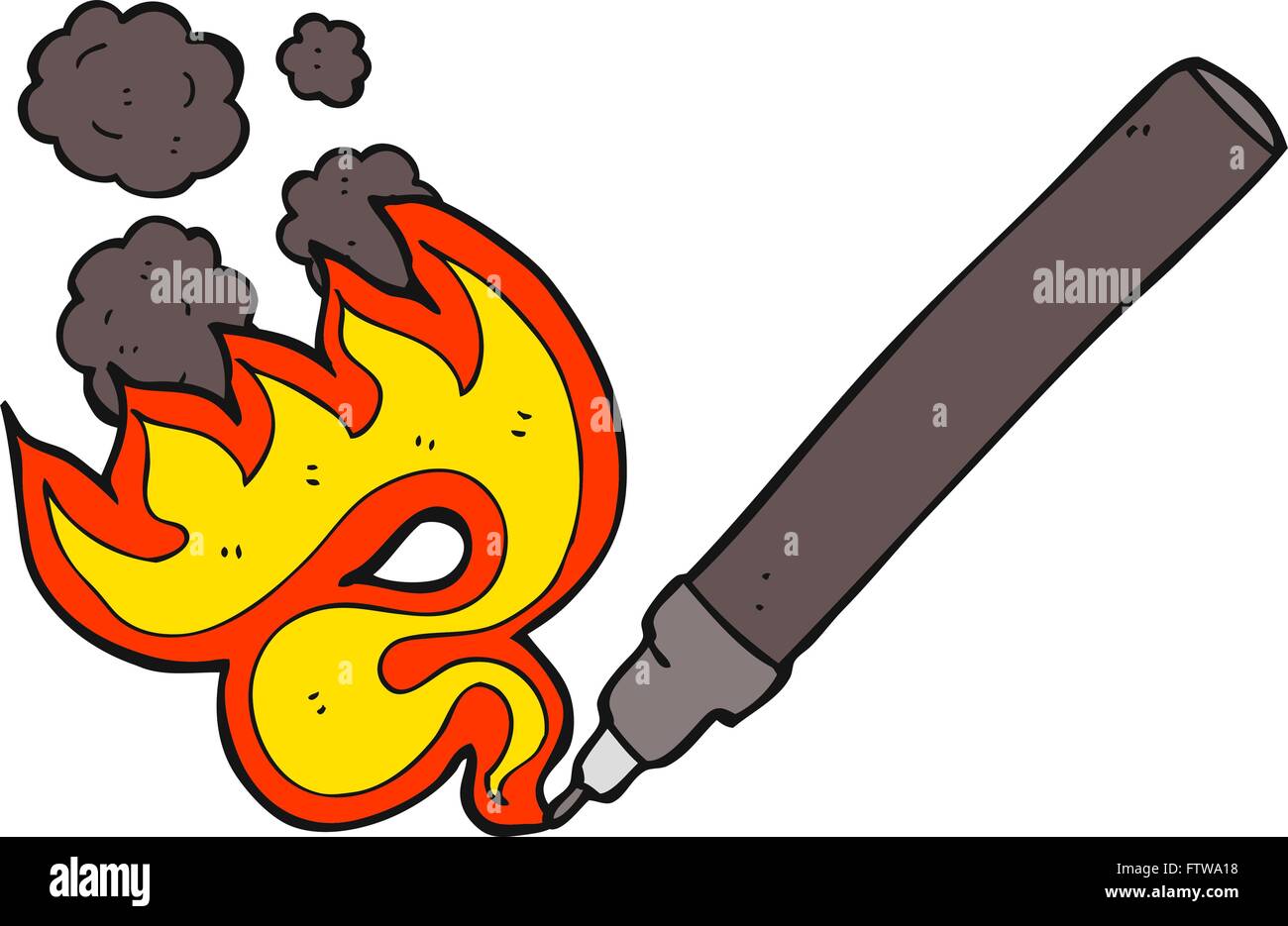 freehand drawn cartoon flaming pen Stock Vector Image & Art - Alamy