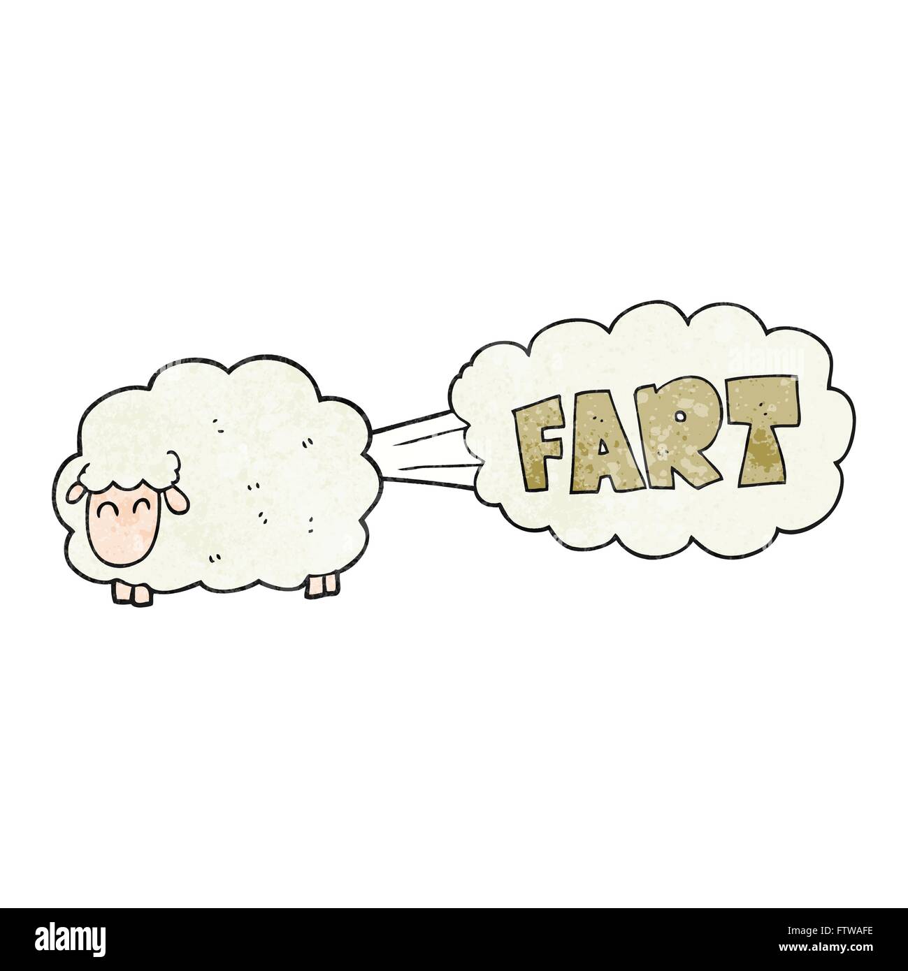 freehand textured cartoon farting sheep Stock Vector