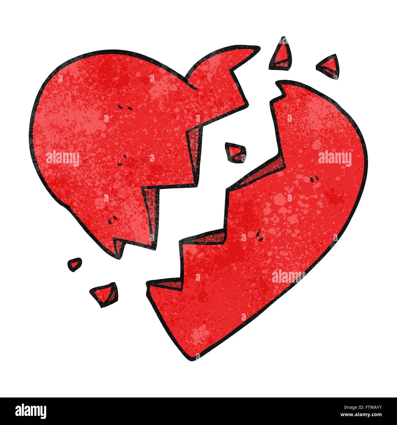 freehand textured cartoon broken heart Stock Vector Image & Art - Alamy