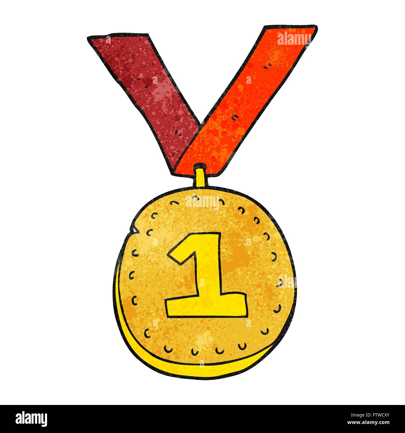 freehand textured cartoon first place medal Stock Vector