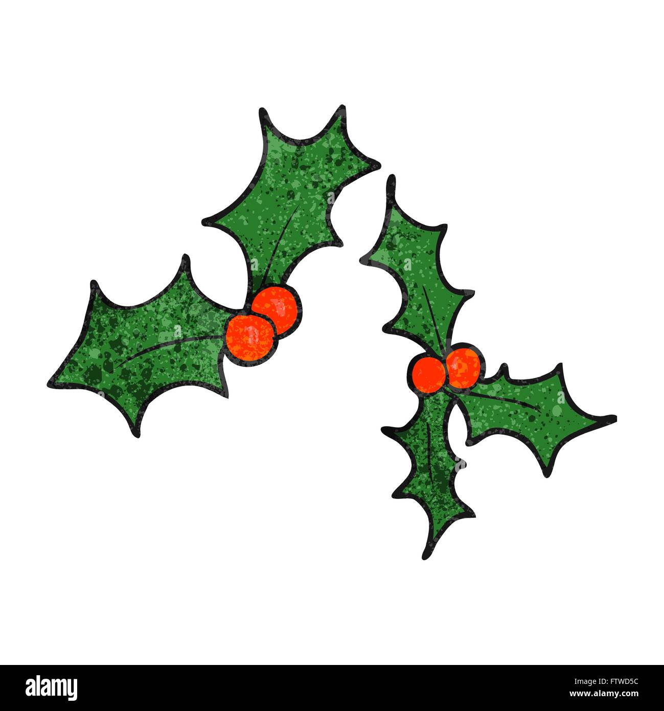 freehand textured cartoon christmas holly Stock Vector Image & Art - Alamy