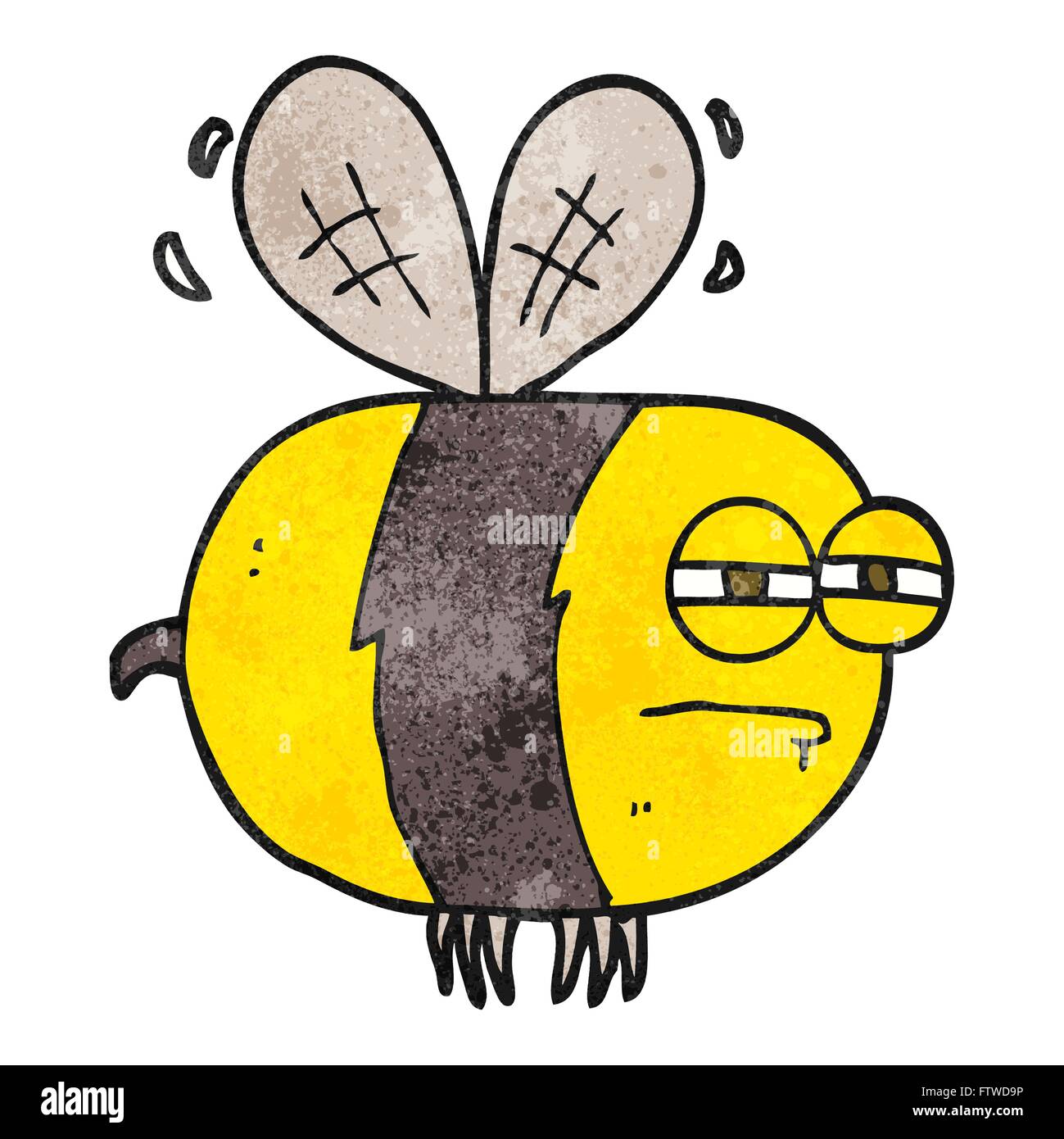 freehand textured cartoon unhappy bee Stock Vector Image & Art - Alamy