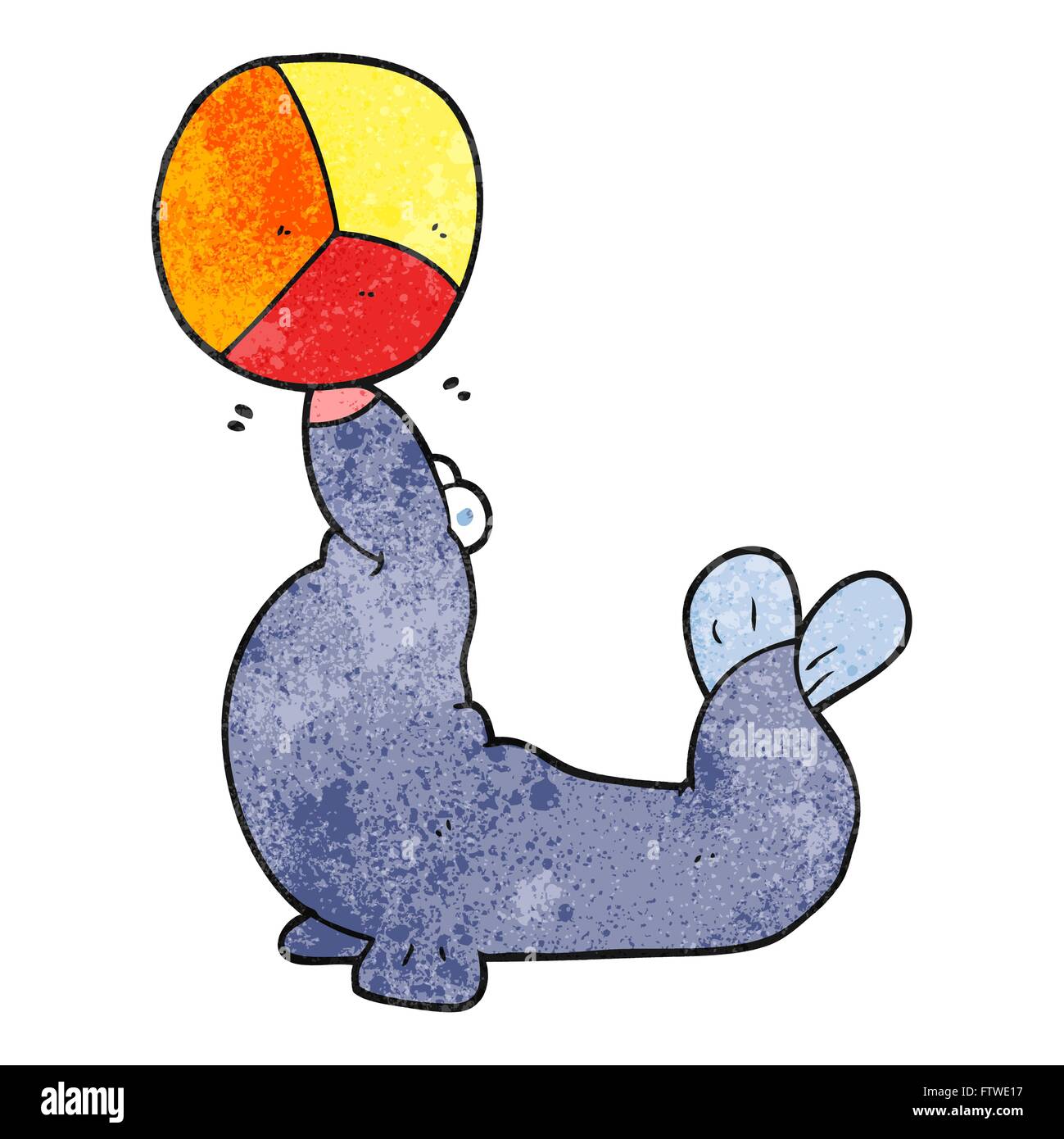 freehand textured cartoon seal balancing ball Stock Vector Image & Art ...