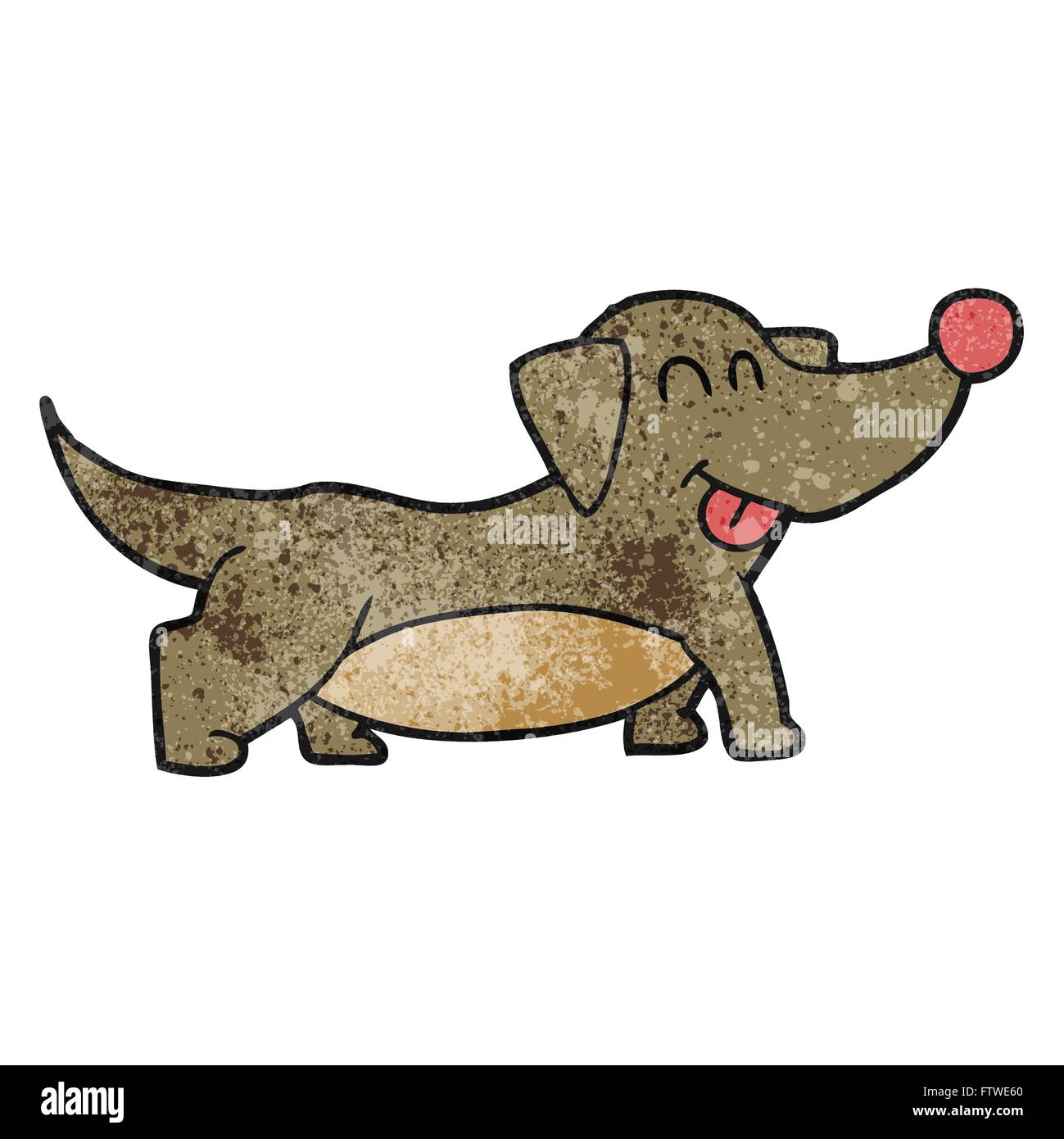 freehand textured cartoon happy little dog Stock Vector Image & Art - Alamy