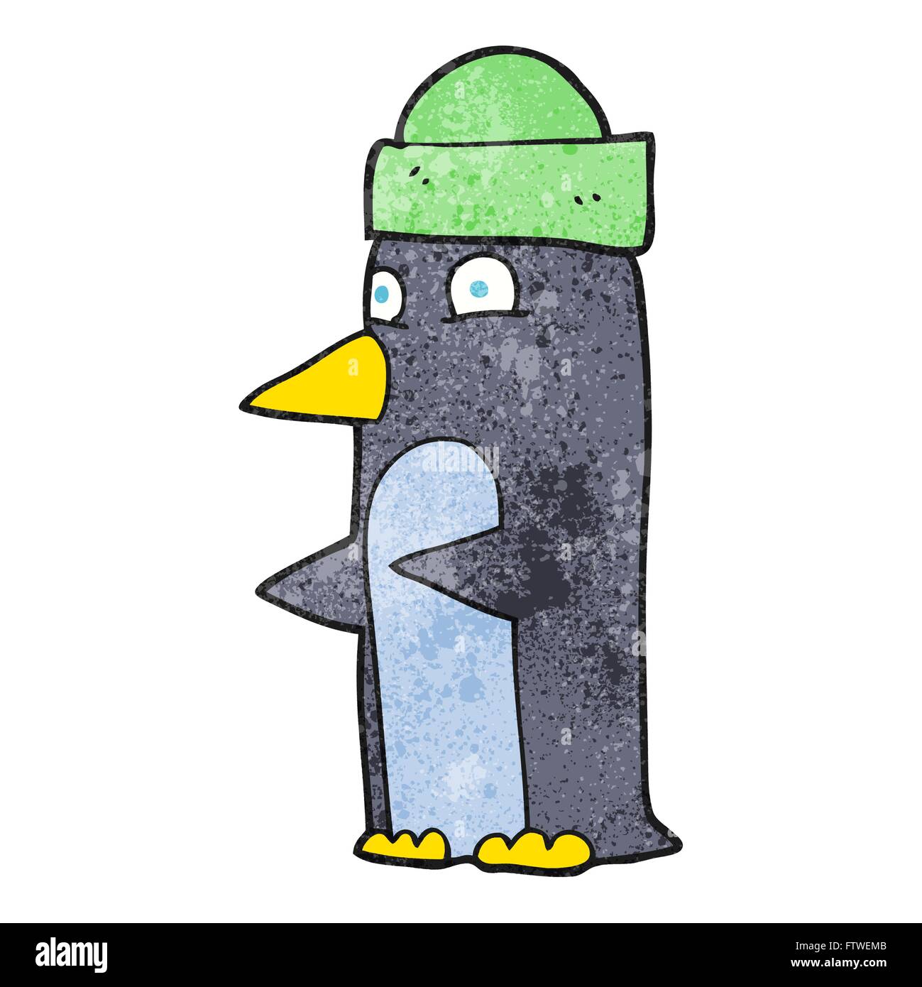 freehand textured cartoon penguin wearing hat Stock Vector Image &amp; Art ...