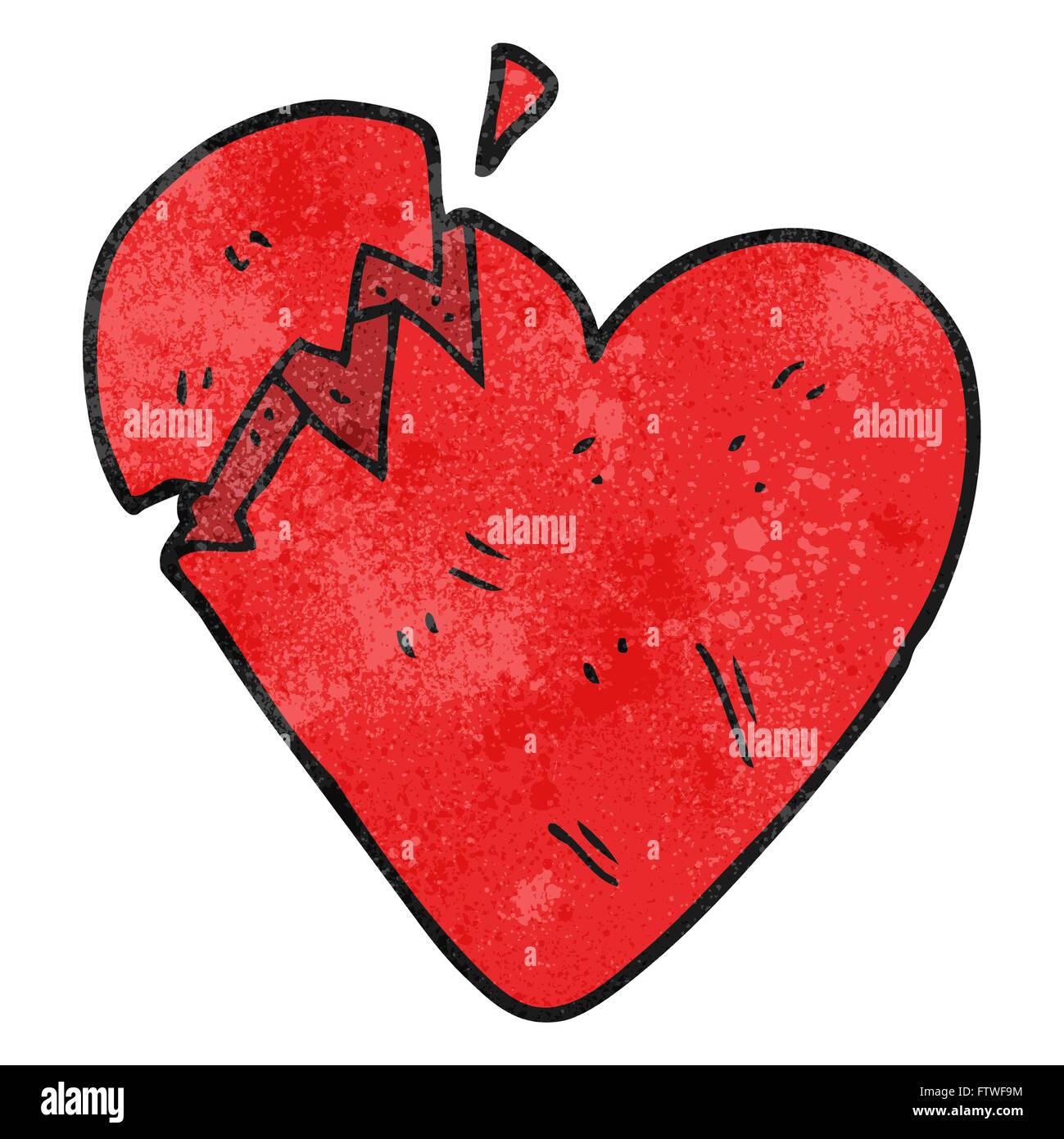 freehand textured cartoon broken heart Stock Vector Image & Art - Alamy
