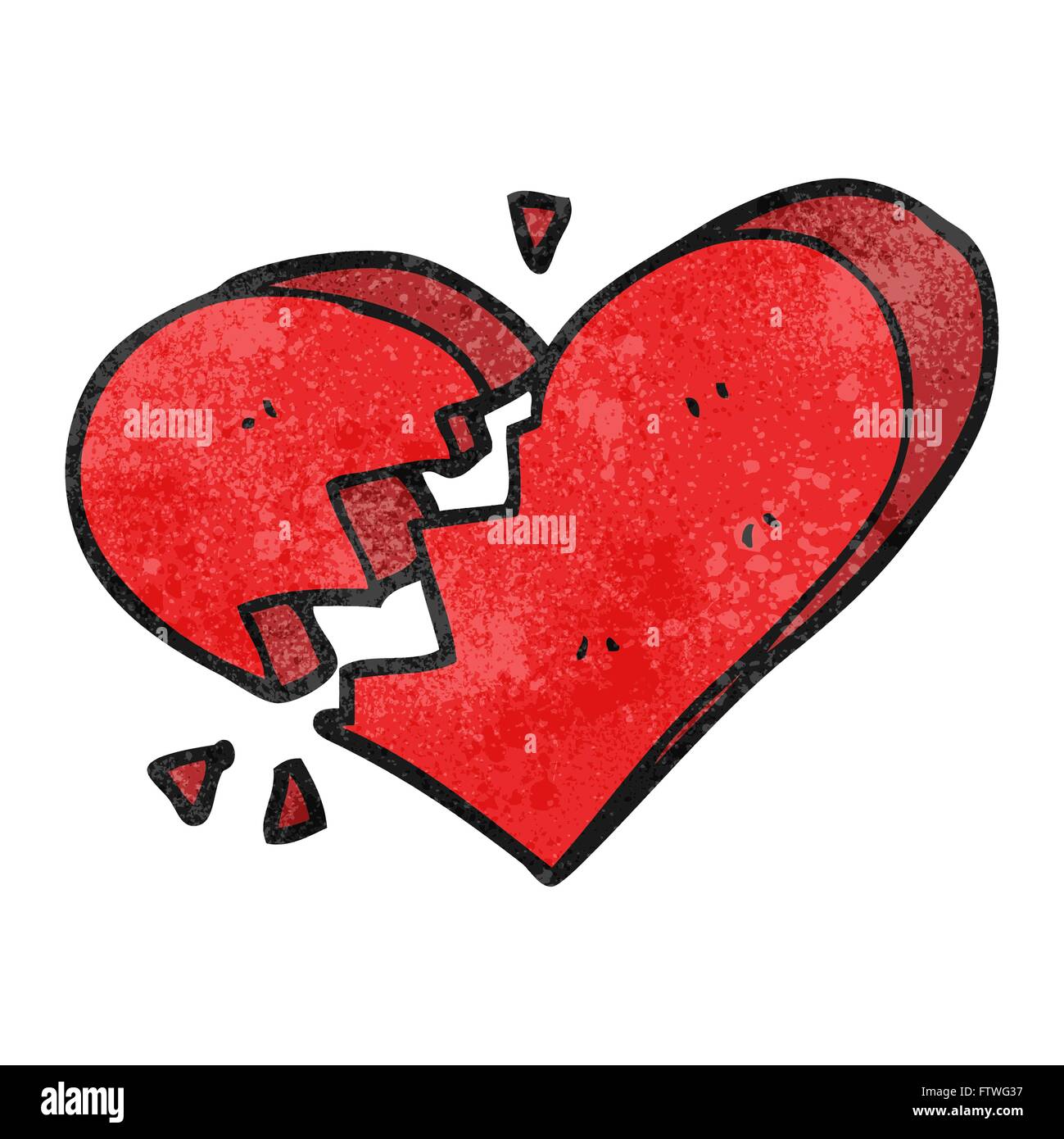 freehand textured cartoon broken heart Stock Vector Image & Art - Alamy
