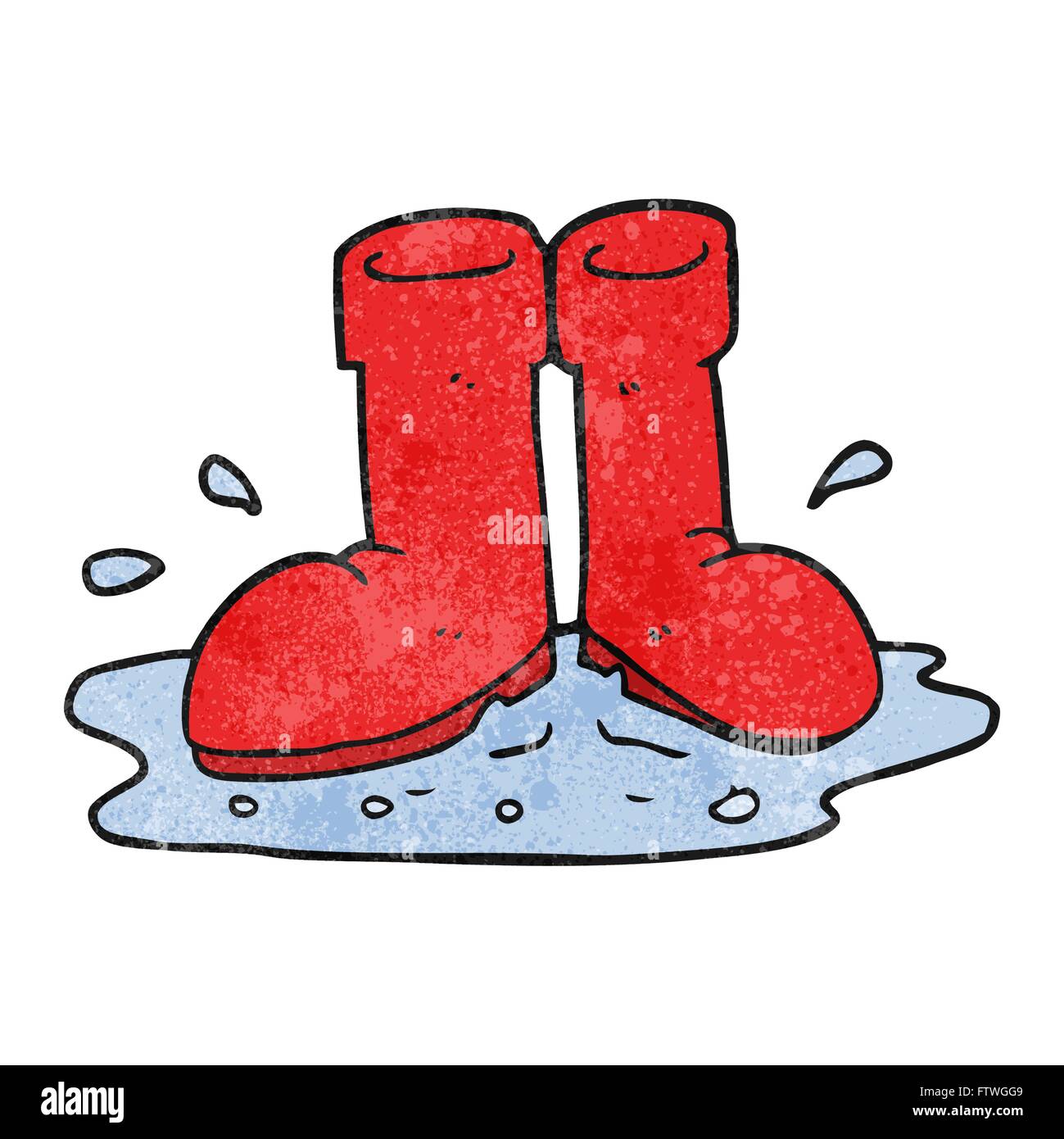 freehand textured cartoon wellington boots in puddle Stock Vector Image