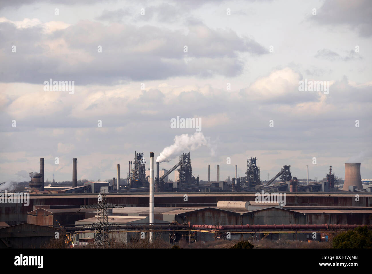 Tata Steel's Scunthorpe integrated steelworks making bloom, billet and slab; medium sections, rail, wire rod and plate. Stock Photo