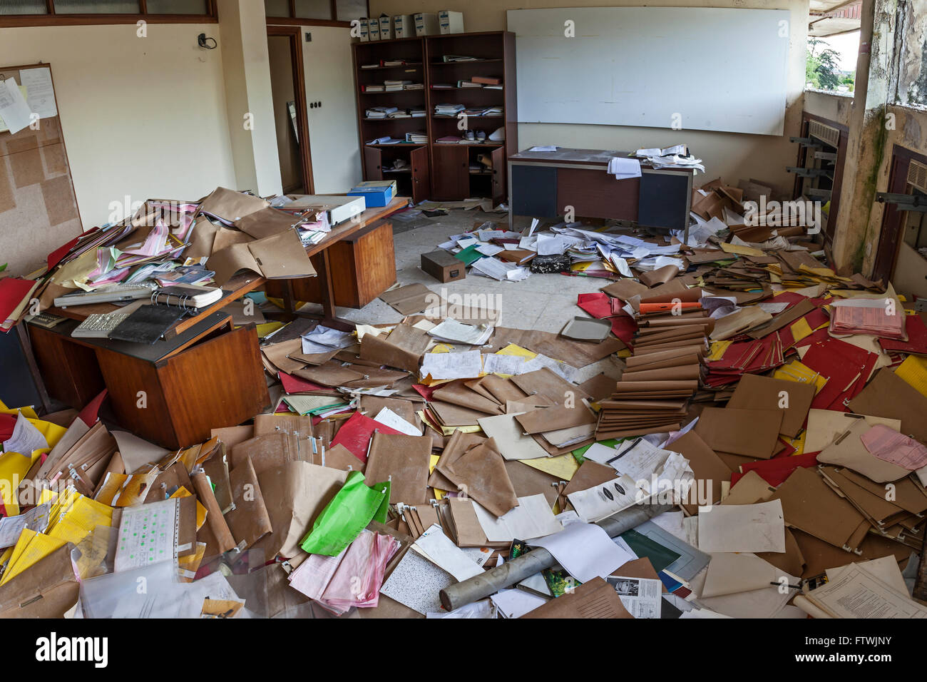 MESSY OFFICE AFTER THE CRISIS Stock Photo