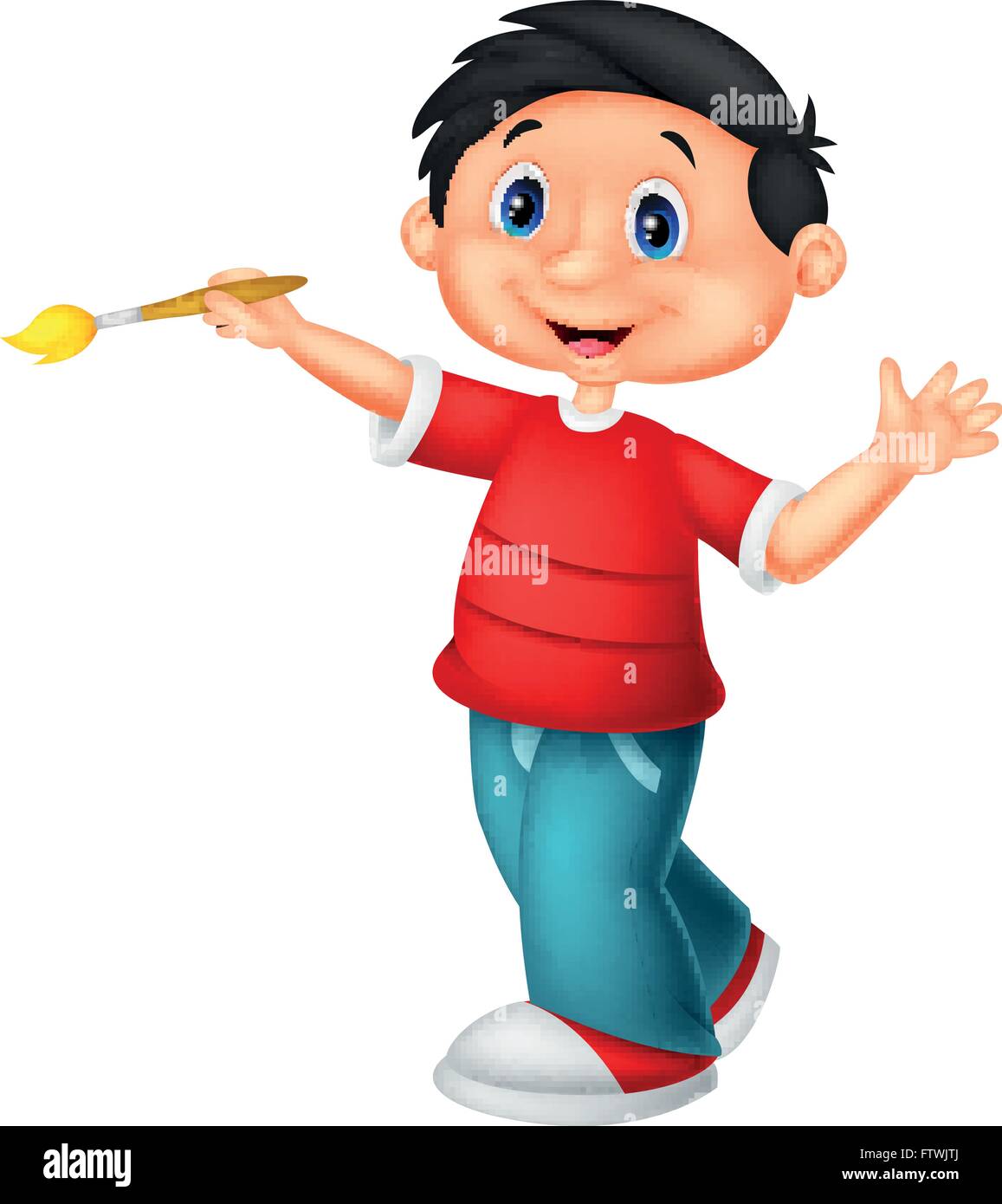 Little boy holding brush Stock Vector Image & Art - Alamy